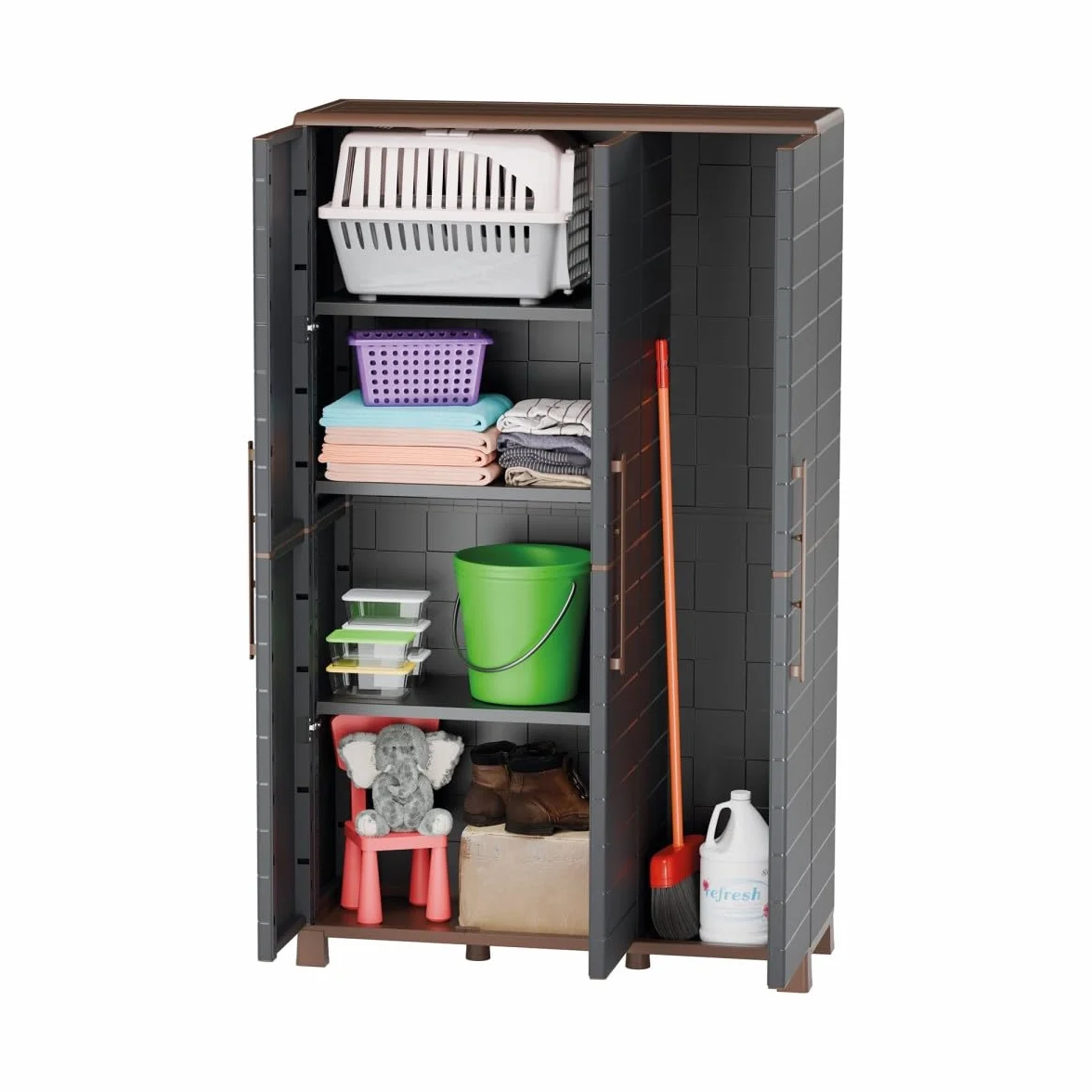 Art Plast Armadio porta bancone antracite 3 ante 102 x 37 x 169 cm