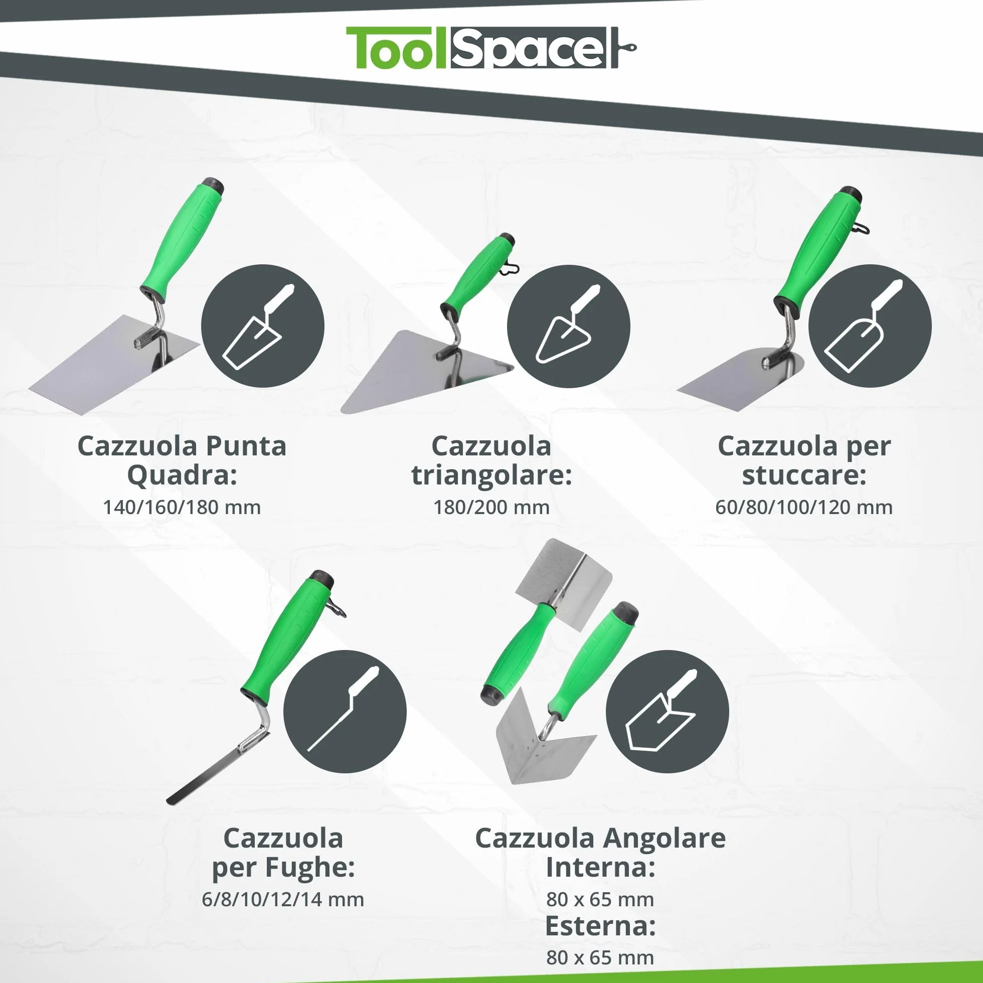ToolSpace Cazzuola di precisione in acciaio inox 120 mm manico gommato