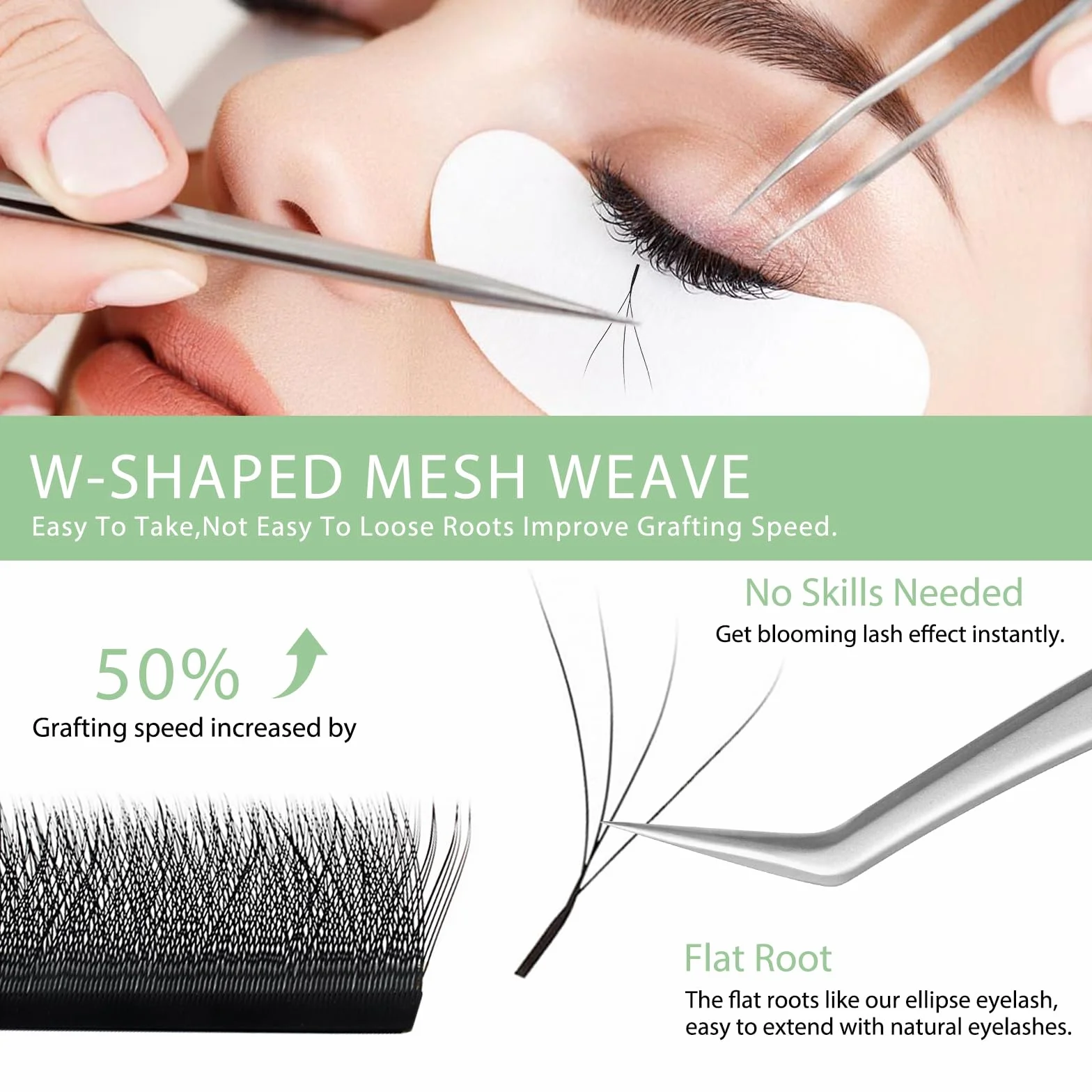 Extension Ciglia W Forma 3D 4D 5D 6D 7D 8D 0.07 C D L LU Curl 8-15mm Classico Ciglia Ciuffetti Naturali Premade Fan Eyelash Extensions Volume Russo Professionale