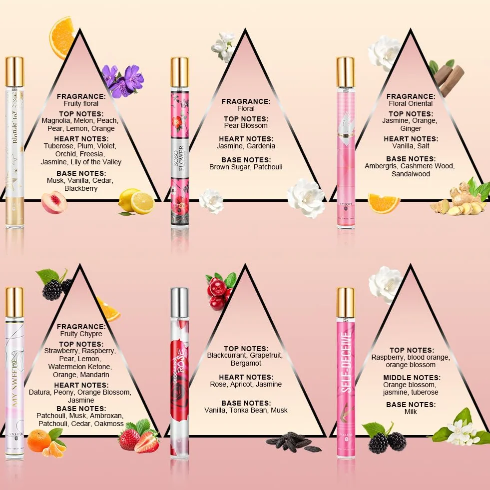 AOOWU Set Regalo Profumo Donna Premium, 6 Pezzi Eau de Parfum, Profumo Portatile per Donna, Olio Profumato, Fragranza Alunga Durata Che Sottolinea il Tuo Fascino per Compleanno e San Valentino
