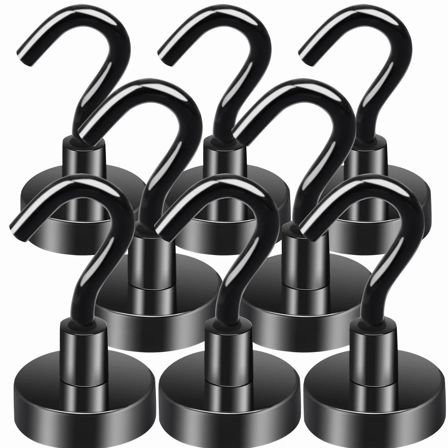 Calamite Potenti Ganci Magnetici Extra Forti 20mm Neodimio Nero Rotondo 8pcs
