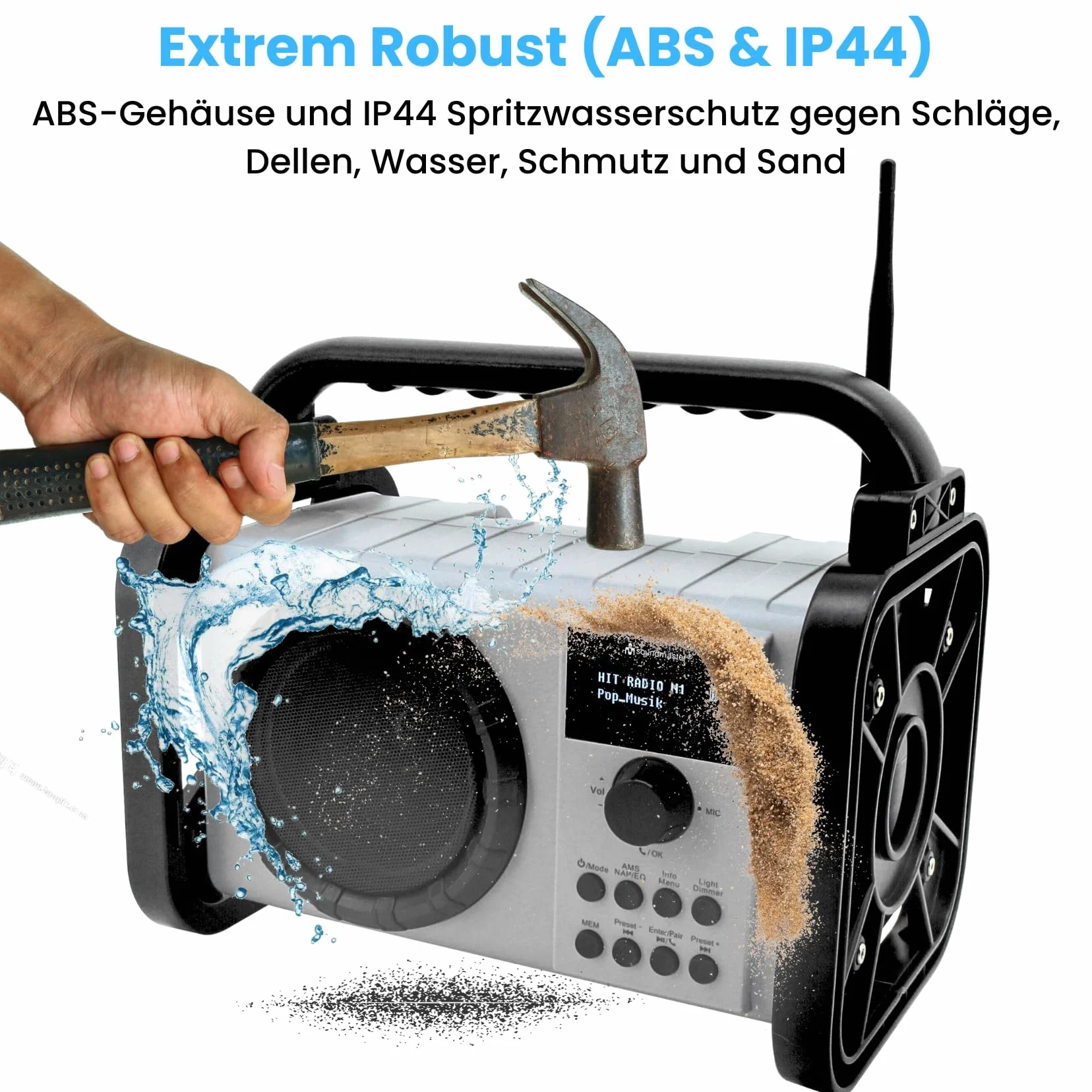 Soundmaster Radio da cantiere DAB80SG DAB+ FM Bluetooth batteria agli ioni di litio