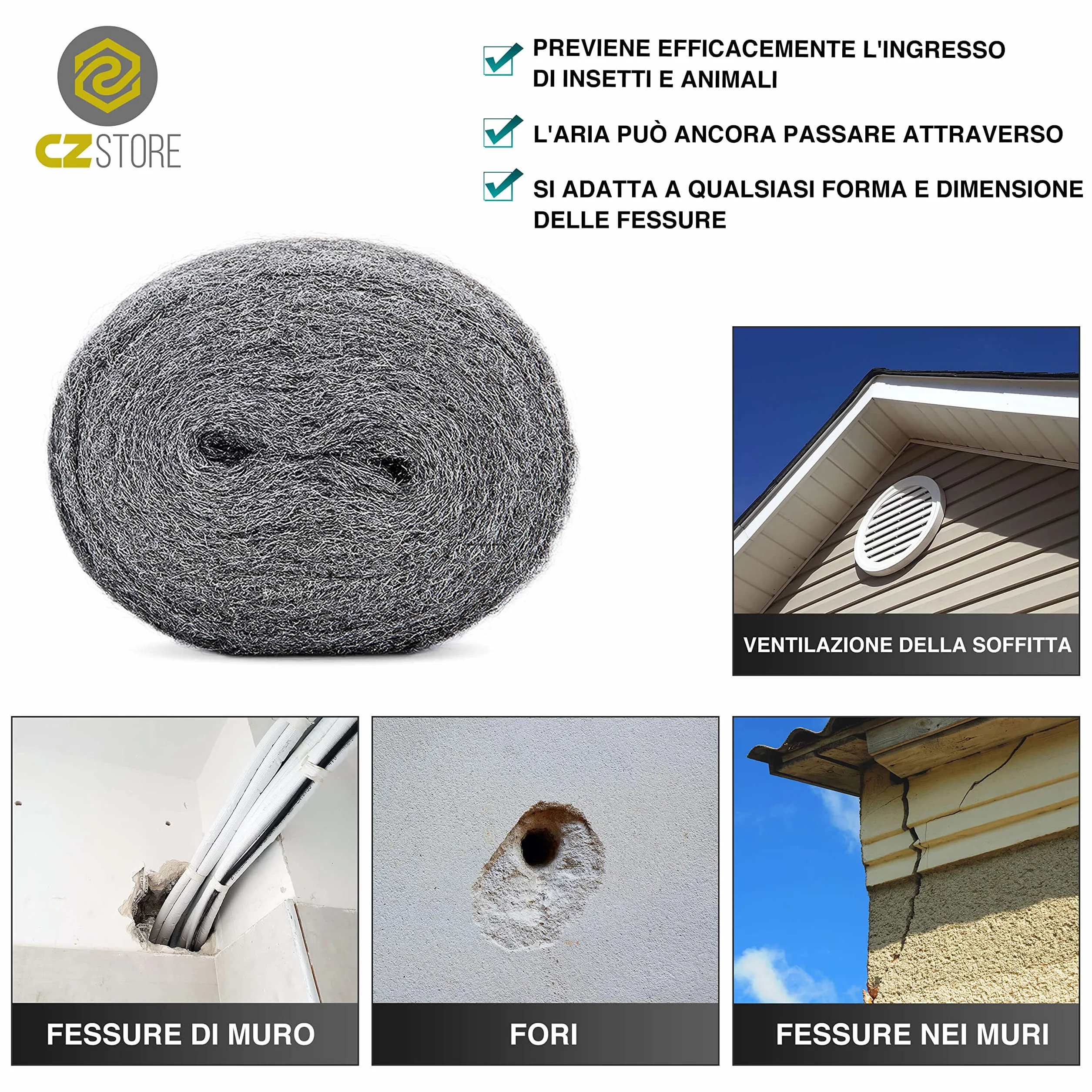 Lana d'Acciaio Grado 0000 120g per Lucidatura Legno Metallo Vetro - Paglietta Abrasiva Senza Graffi