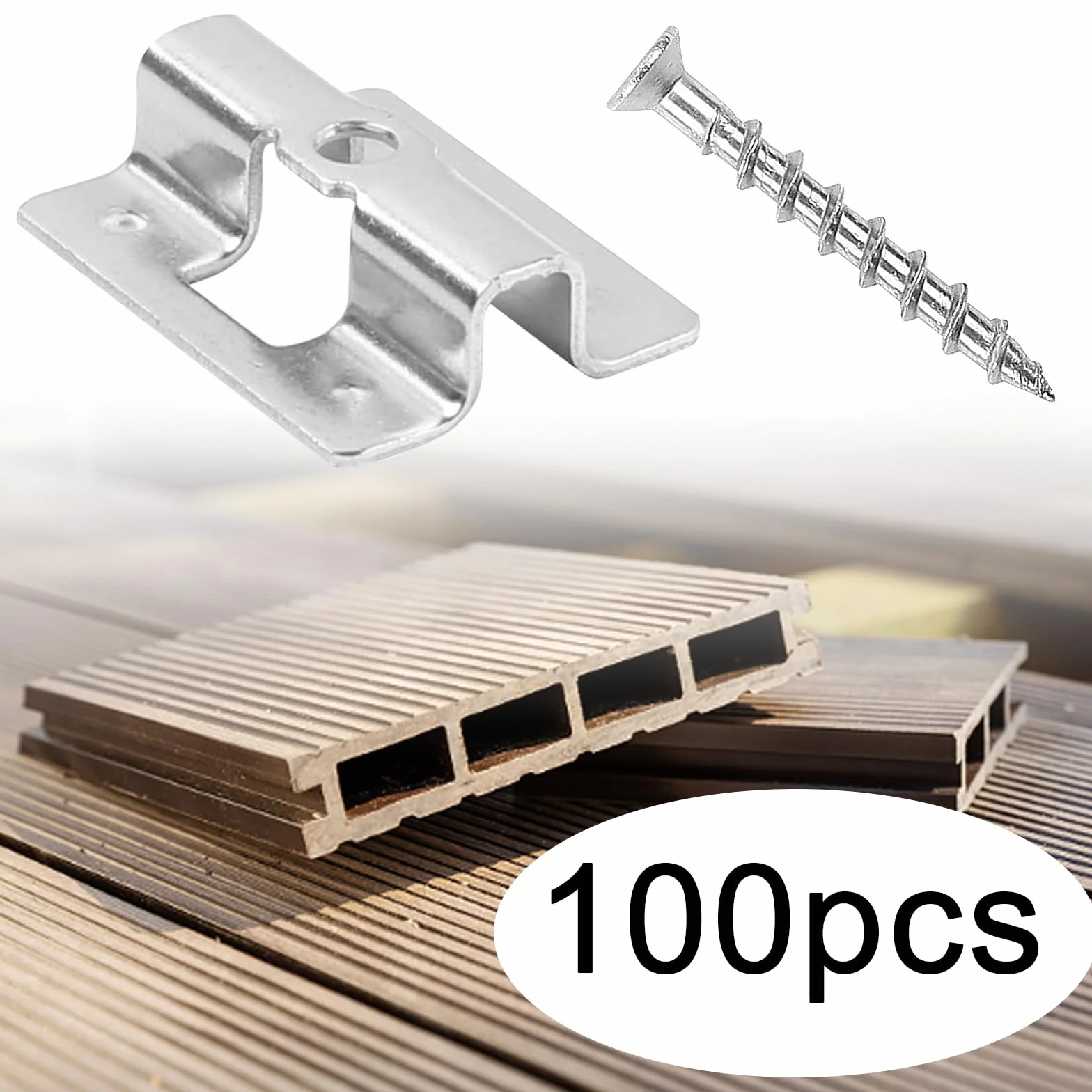 Clip per terrazze in acciaio inox a forma di U 100 pezzi con viti campo serraggio 6-9 mm