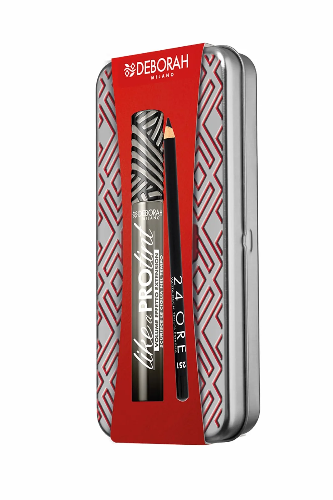 Deborah Milano - Set Make Up Occhi N. 06, Include Mascara Like a PRO Tint e Matita 24 Ore 251 Black, Astuccio Resistente in Latta, Idea Regalo Donna