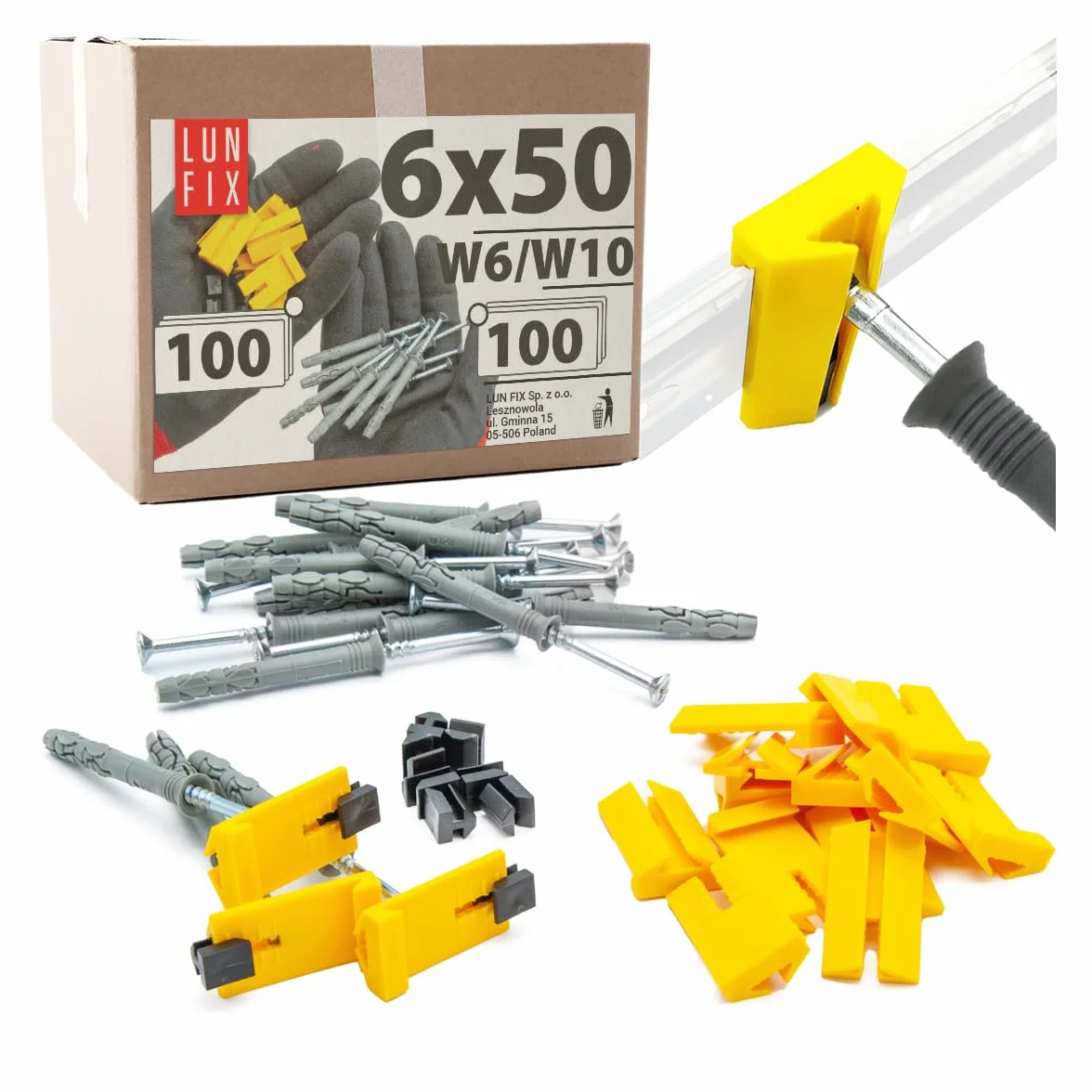 Clip di fissaggio per profilo ad intonaco rapido 23 mm set da 100 pezzi plastica zincata