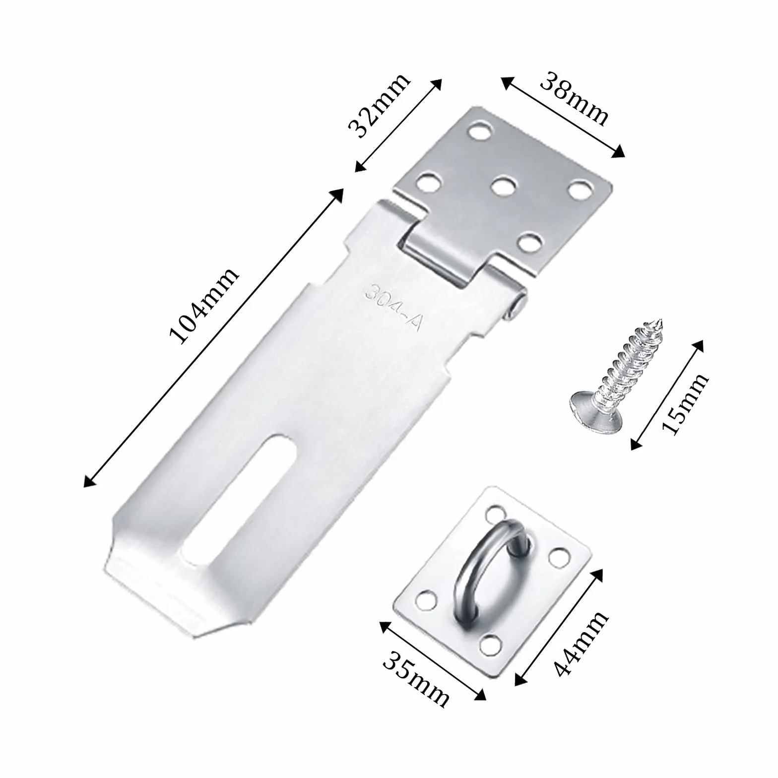 Chiavistello Porta in Acciaio Inossidabile 4 Pezzi Lucchetto Hasp per Camera da Letto Armadio