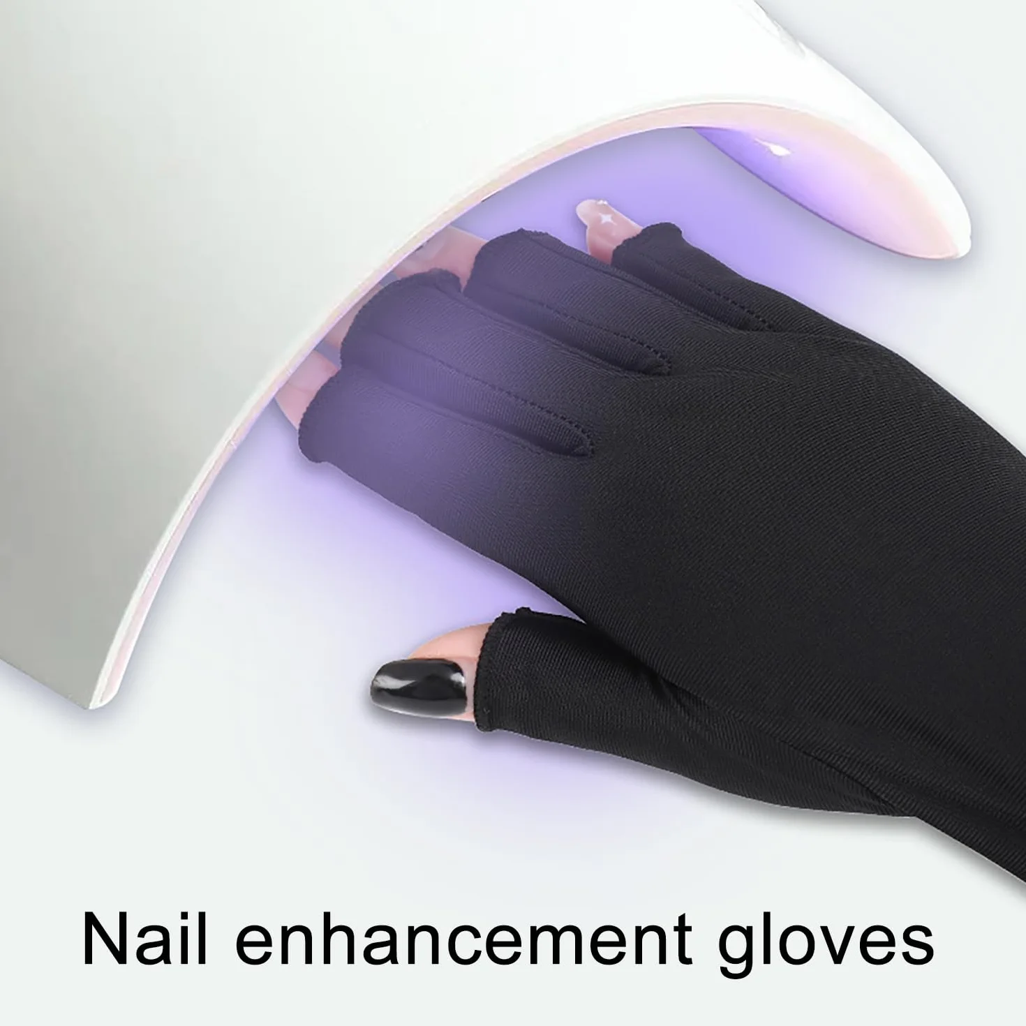 UV Shield Guanti Unghie Guanti Manicure Professionali Anti-UV Protezione Guanti Senza dita per Smalto Nail Art Asciugatrice Nero