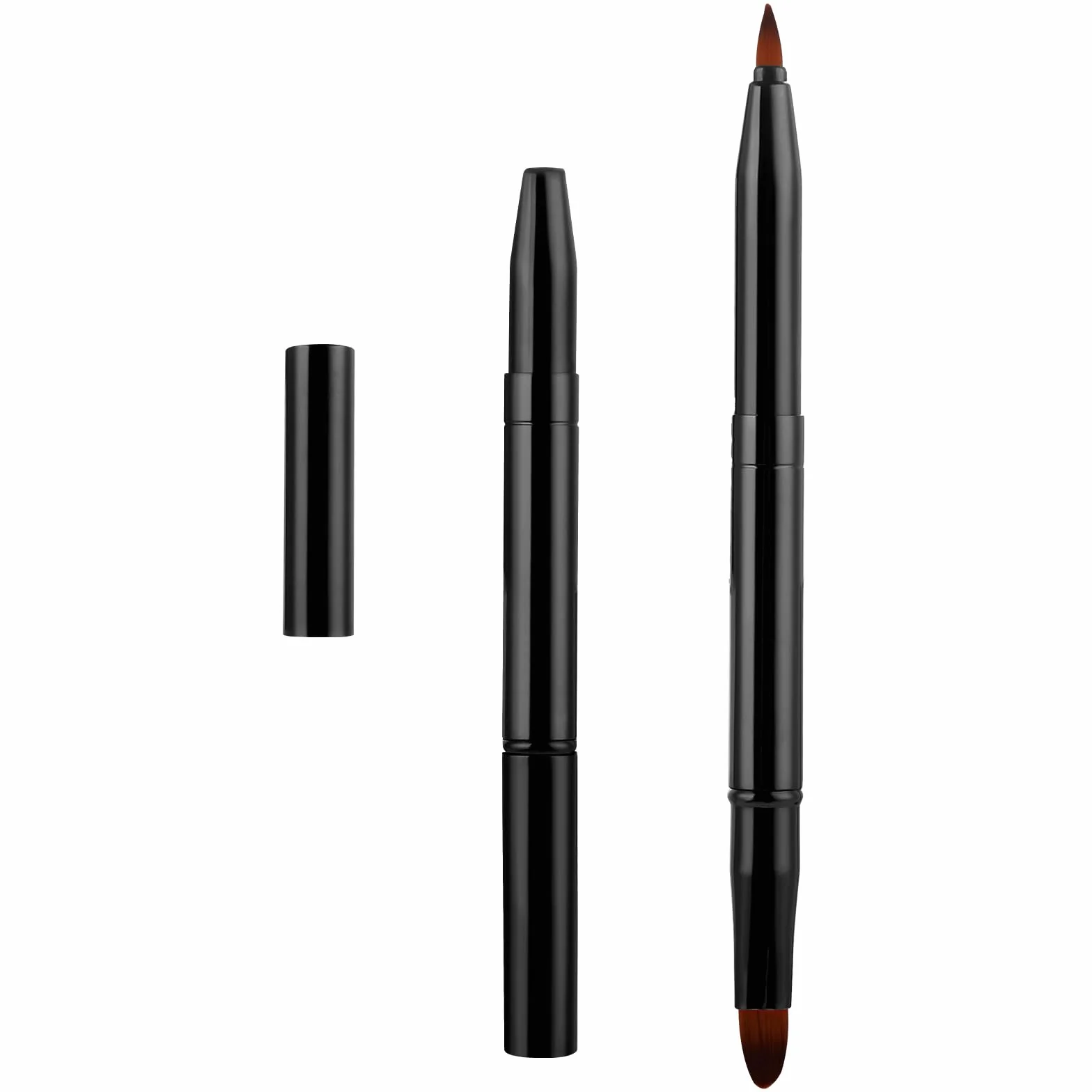 WLLHYF Applicatori di Pennelli per Labbra, Pennelli Professionali per Trucco Labbra Retrattili a Doppia Faccia, Rossetto esfoliante per Labbra da Viaggio Portatile con Cappuccio (Nero)