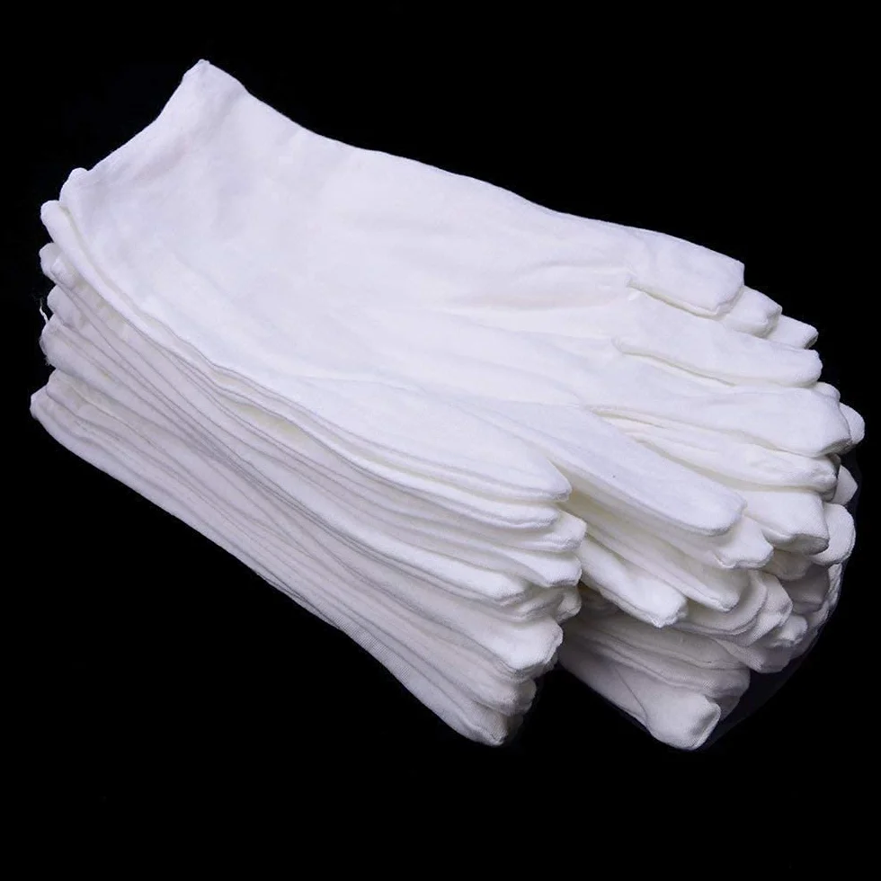 12 paia di guanti in cotone bianco, guanti in tessuto bianco, guanti in cotone per la cura, comodi e traspiranti