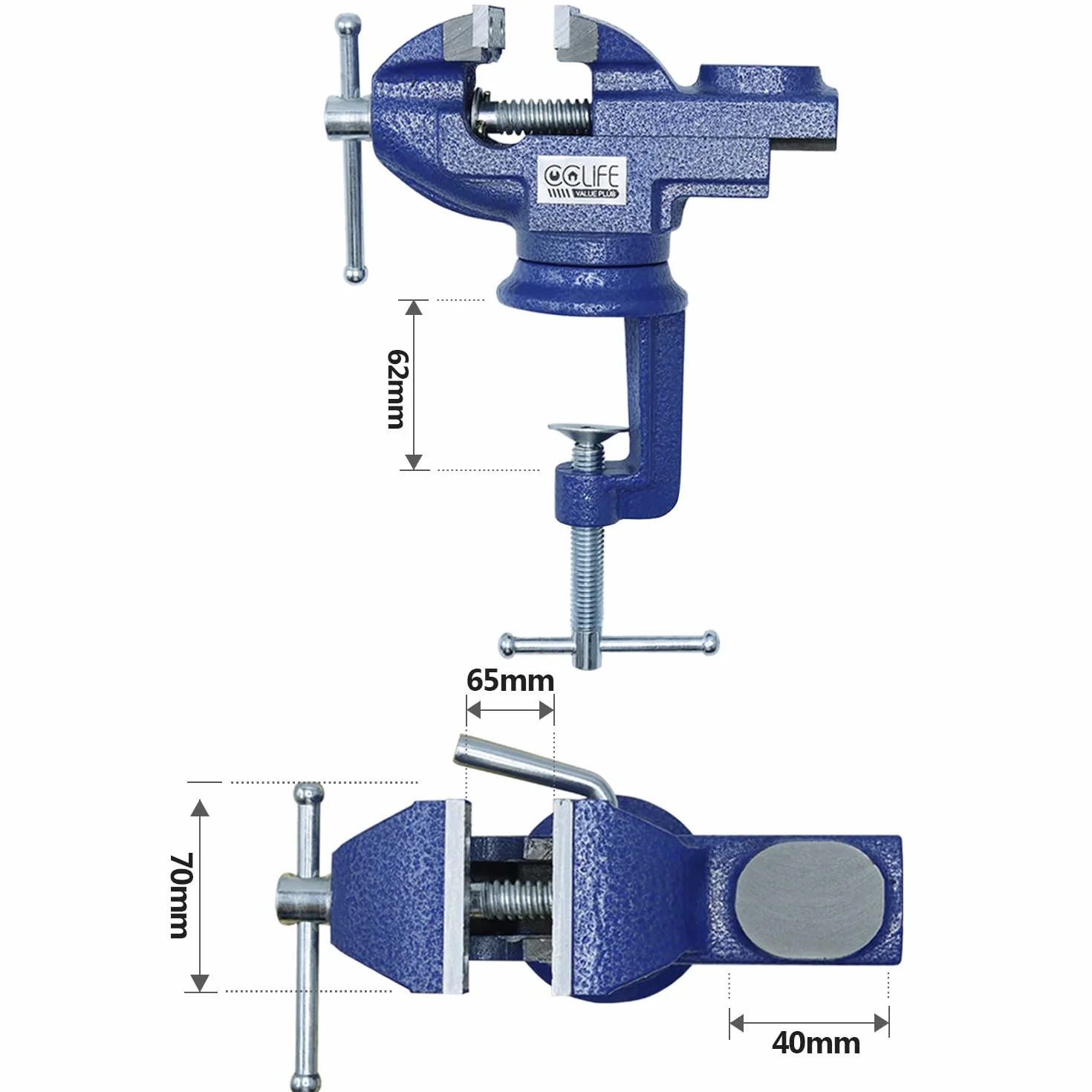 CCLIFE Morsa da banco con Incudine 50/70 mm ghisa Base Girevole
