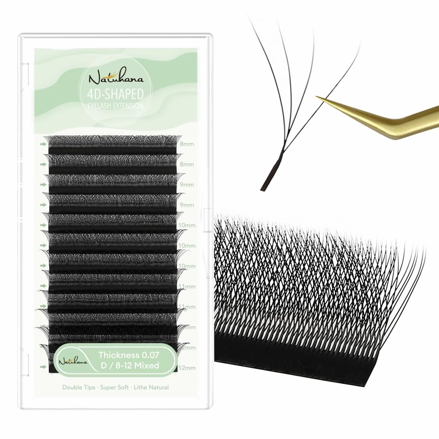 Extension Ciglia W Forma 3D 4D 5D 6D 7D 8D 0.07 C D L LU Curl 8-15mm Classico Ciglia Ciuffetti Naturali Premade Fan Eyelash Extensions Volume Russo Professionale