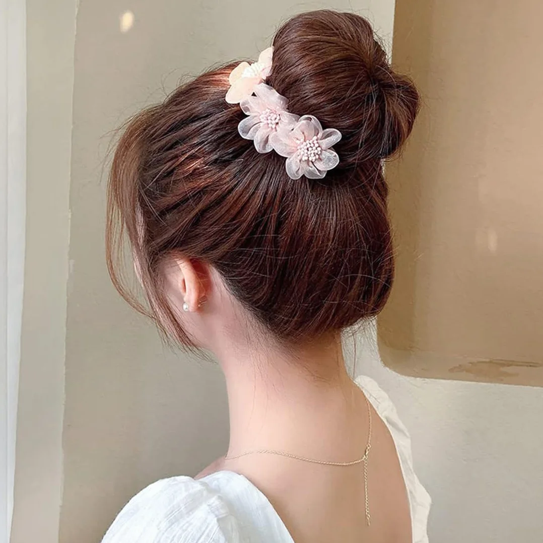2 Pezzi Chignon Facile per Capelli,Creatore per Pane Ciambella Chignon a Ciambella, French Twist Accessori Capelli Ciambelle Chignon,Fiore Capelli Chignon per Donne Ragazze Bambini Balletto