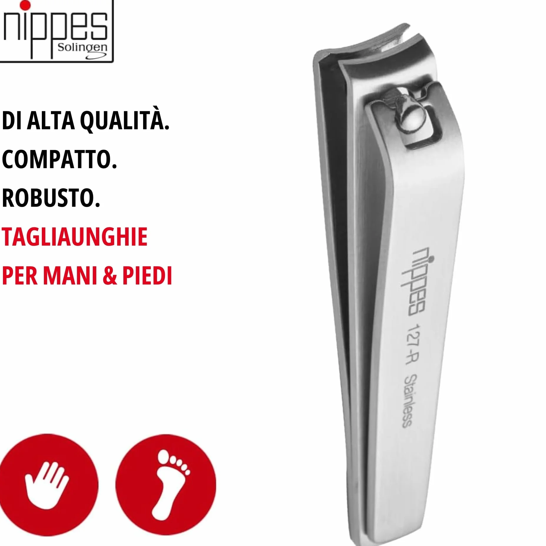 nippes Solingen Tagliaunghie per mani e piedi, in acciaio inox antiruggine, 8 cm, taglia unghie professionale per unghie dure e resistenti