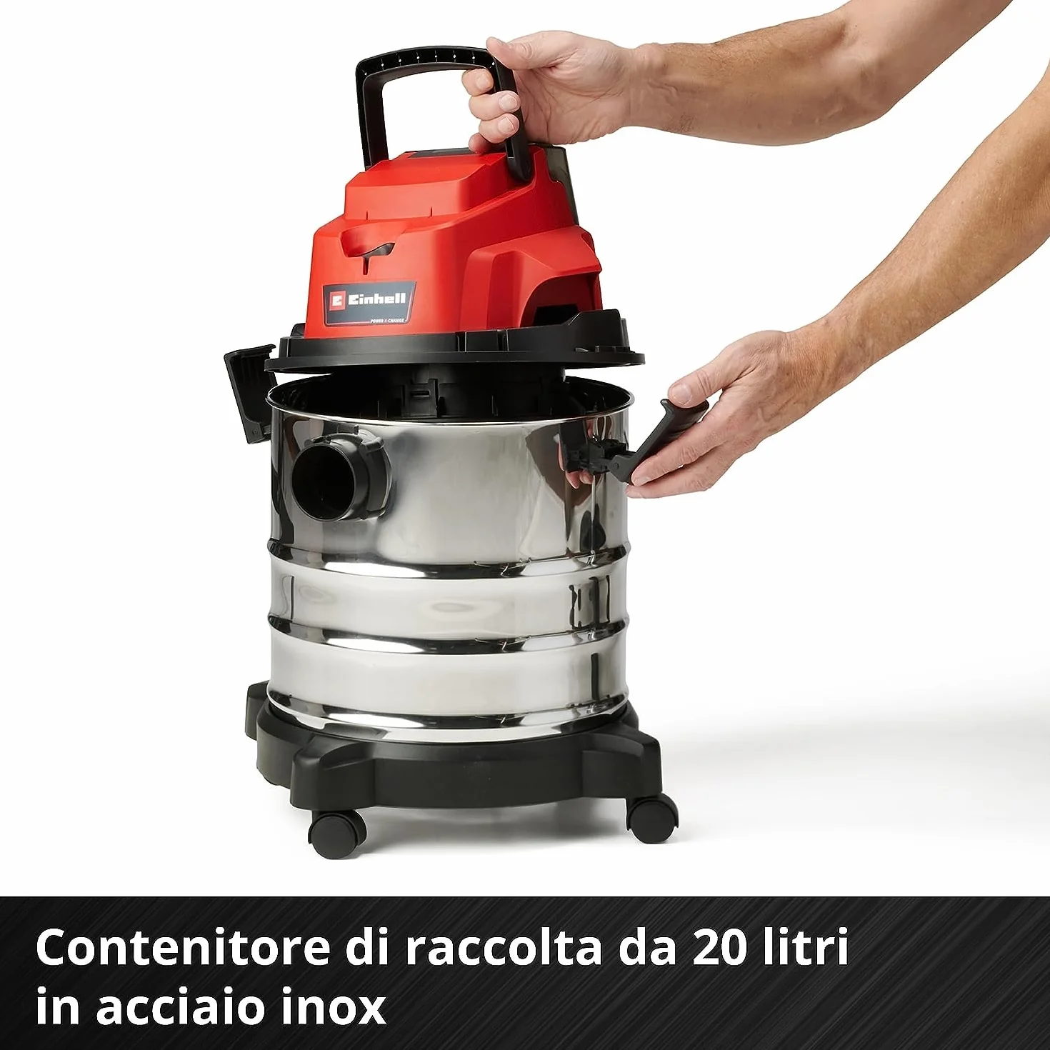 Einhell TC-VC 18/20 Li S-Solo Aspirapolvere a secco e umido 18 V 20 l contenitore in metallo Power X-Change