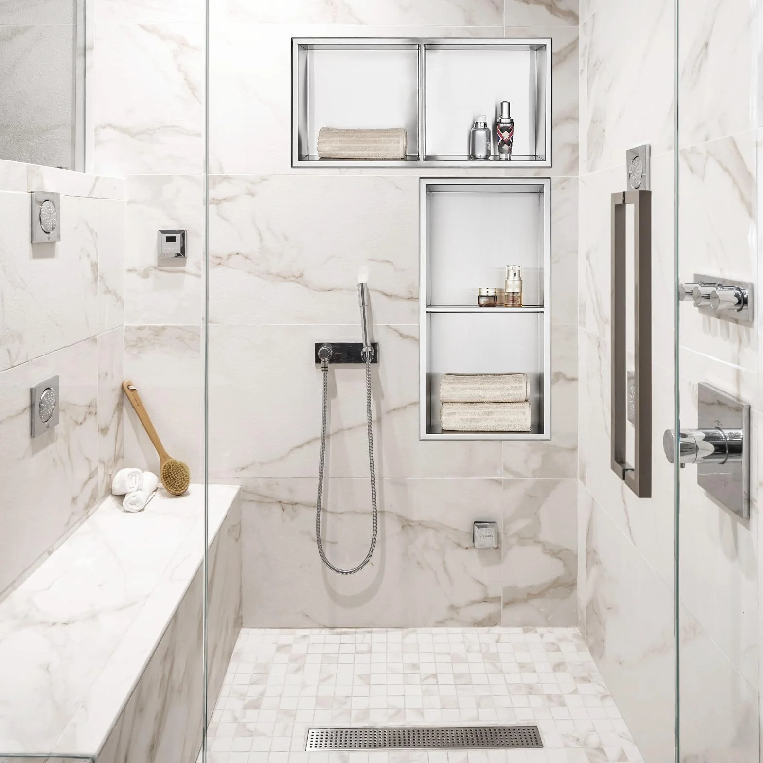 Nicchia Doccia Incasso Acciaio Inox 60x30x10cm Doppio Strato Argento