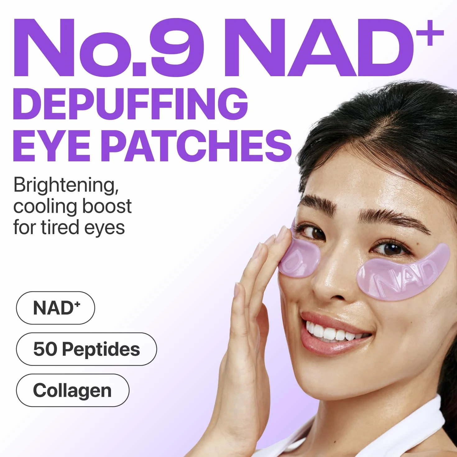 numbuzin No.9 Eye Patches | NAD+ Collagen Undereye patches | Dark Circles, Cooling, Puffy Eyes, Eyebags, Wrinkles | Peptides, Caffeine, Niacinamide | Self Care, Gift | 5 Pairs, 10 Patches