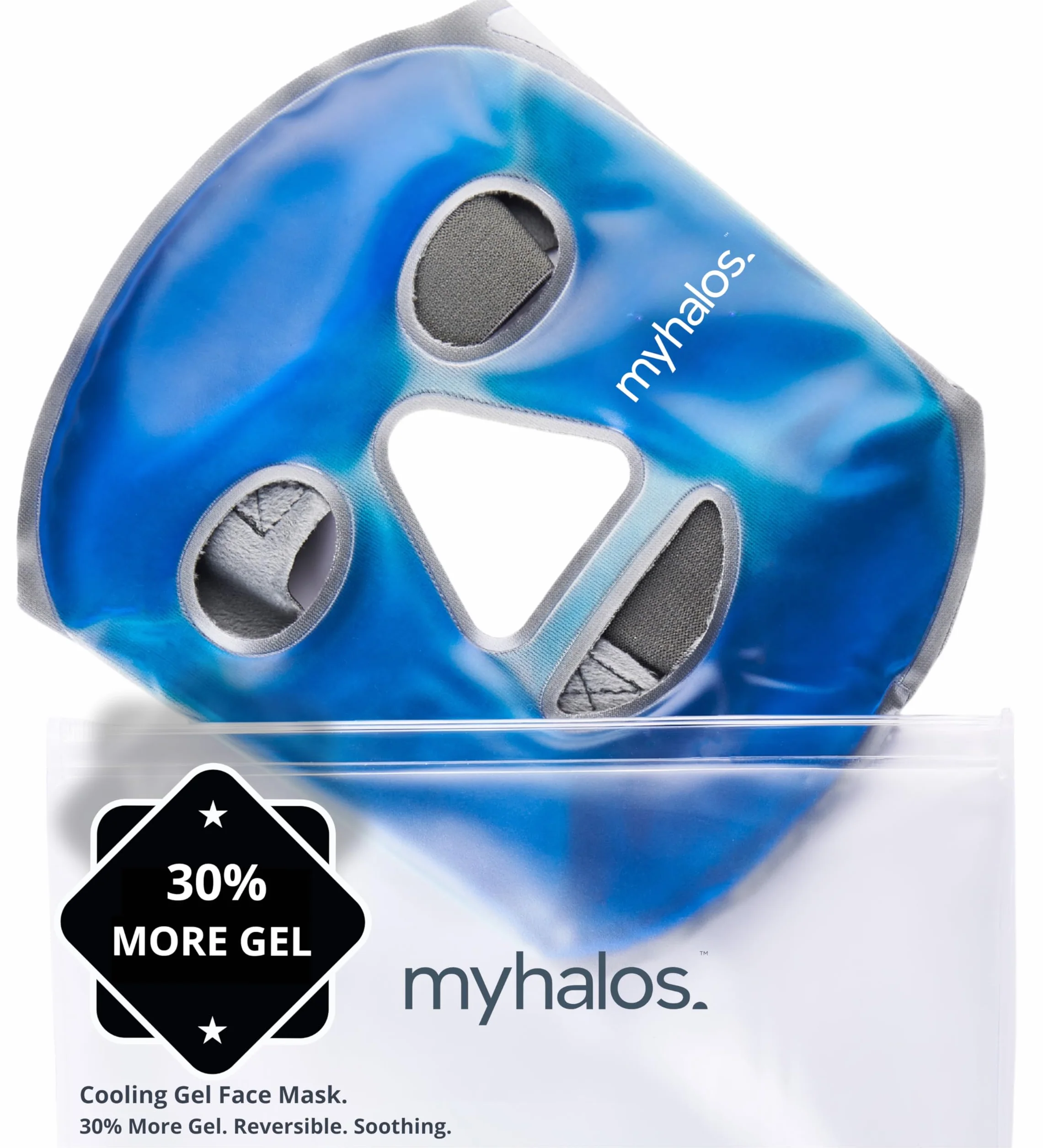 MyHalos Maschera Occhi e Viso Ghiacciata - Maschera Occhi Gel Freddo Contro il Gonfiore - Maschera Caldo Freddo Per Alleviare Lo Stress, Emicrania e Dolore - Mascherina Occhi e Viso Terapeutica