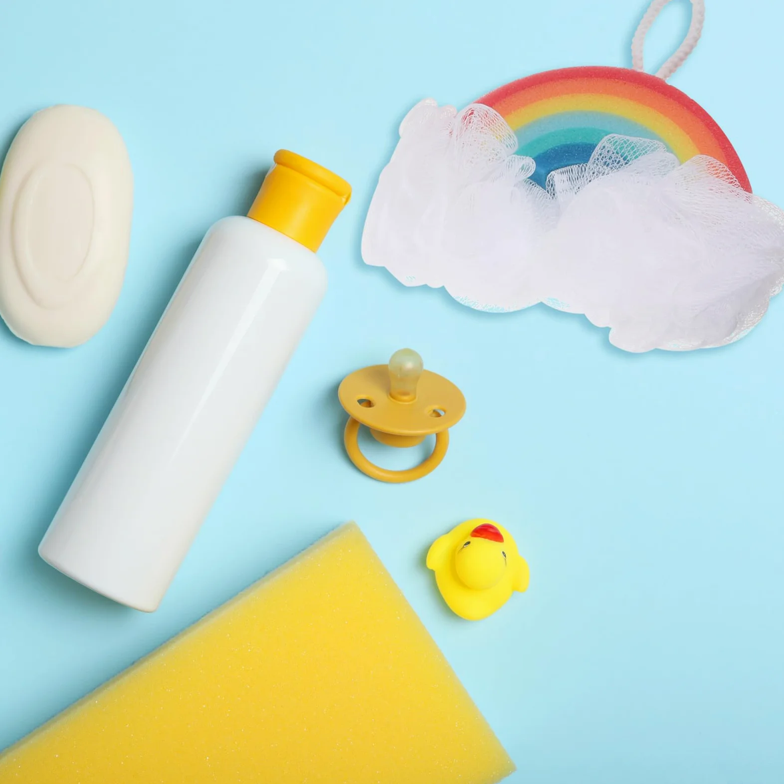 Spugna da Bagno per Bambini, Arcobaleno, 2 Pezzi, Delicata Esfoliante | Sponge, Corpo Leggero, Schiuma Ricca, Forma Arcobaleno, per Bimbi e Bebè, Confezione Doppia
