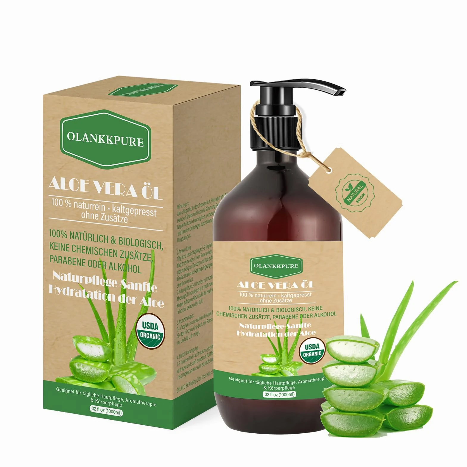 Olio di jojoba al profumo di aloe, 1000 ml di olio di jojoba biologico spremuto a freddo con aroma naturale di tonalità verde per lenire la pelle, rafforzamento delle unghie, cura dei