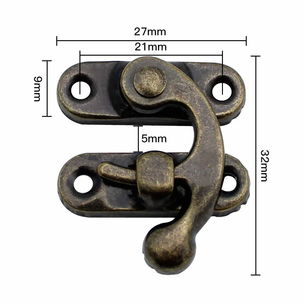 Gancio Destro con Viti in Antico Bronzo Fermaglio a Gancio per Decorazione Borsa Hasp per Jewelry Box