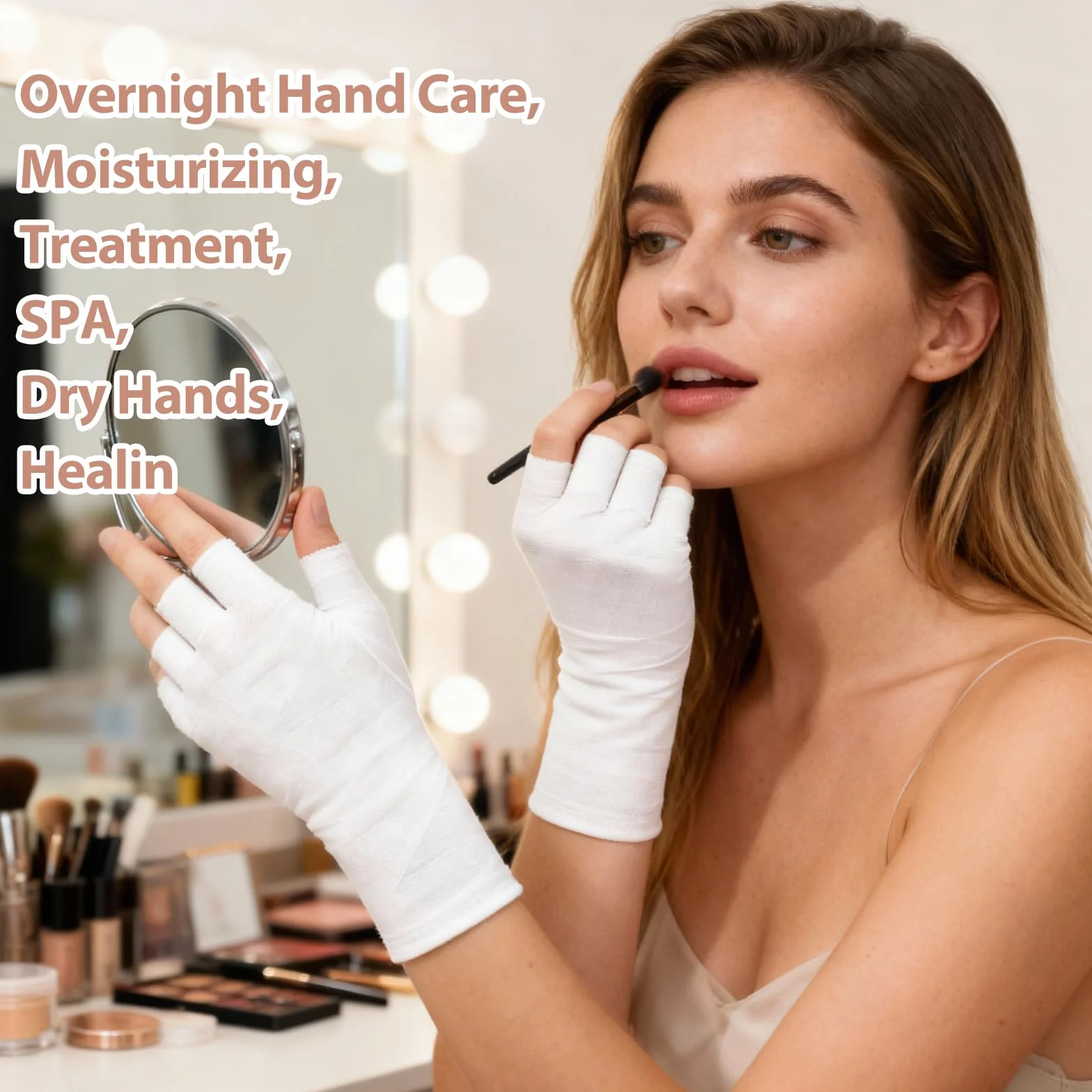 4 paia di guanti in cotone senza dita, guanti protettivi UV per lampade gel unghie bianchi sottili senza dita per mani asciutte touch screen spa trattamento della pelle