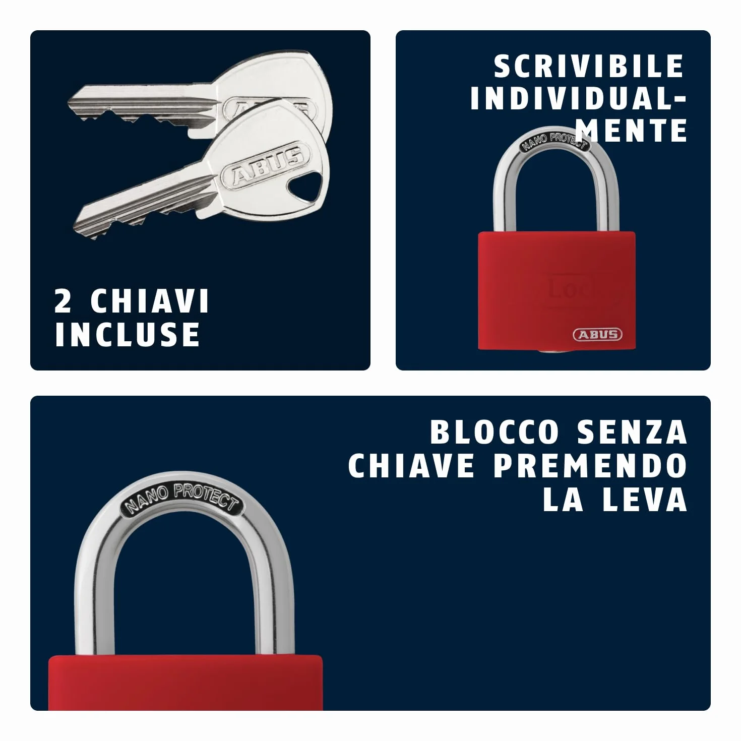 ABUS myLock T65AL/40 Lucchetto in Alluminio Rosso 50870