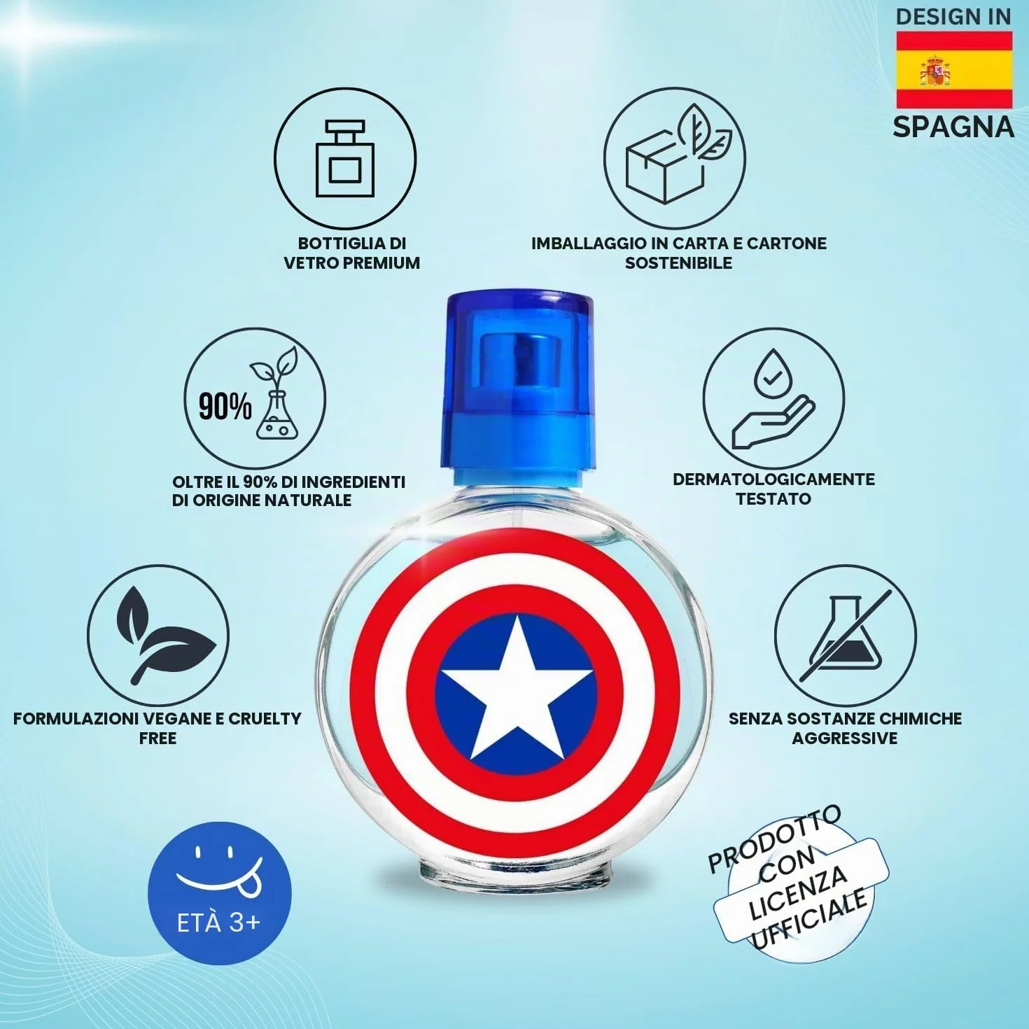 Air Val Captain America - Eau de toilette per bambini, 30 ml