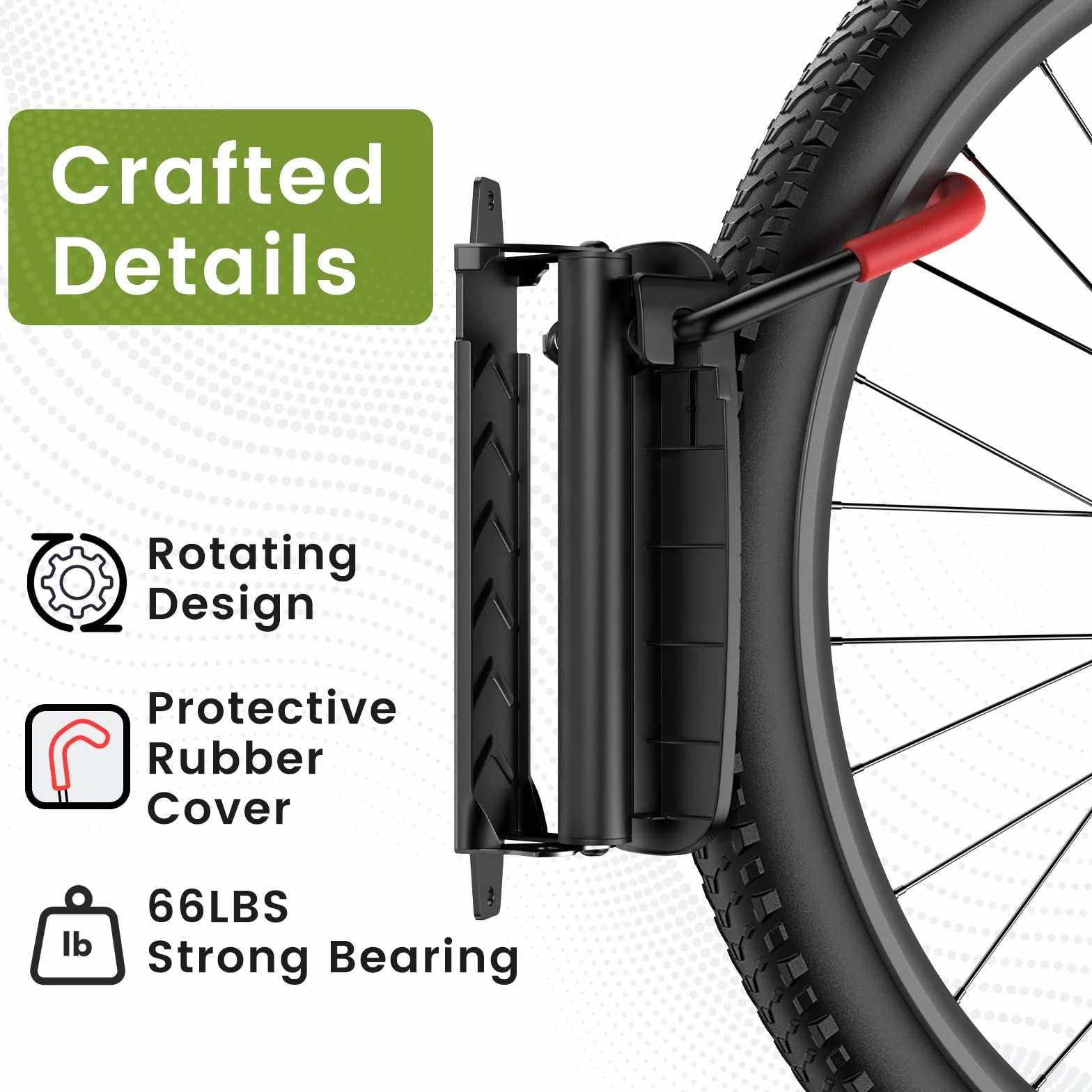 Housolution Supporto Girevole per Biciclette, Gancio da Parete Verticale, 66 Libbre, 2 Pezzi