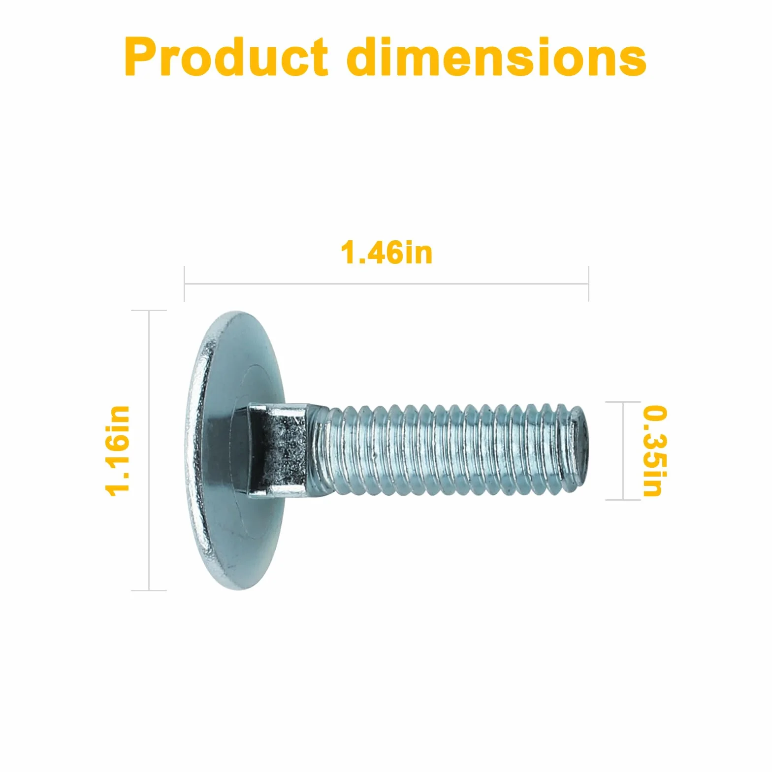 Bulloni per ascensore 3/8-16 x 1-1/2 zincati resistenti alla ruggine