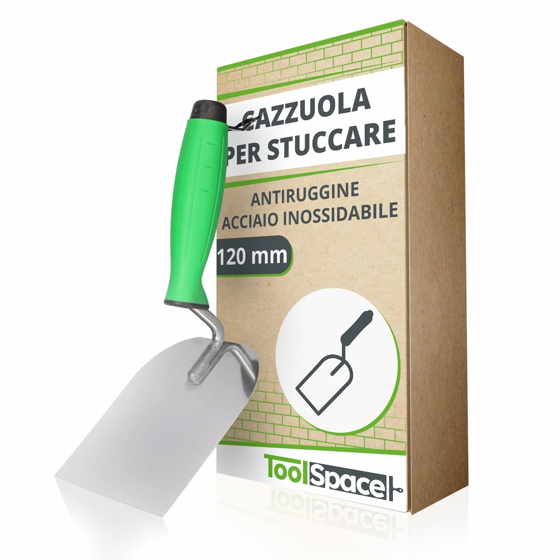 ToolSpace Cazzuola di precisione in acciaio inox 120 mm manico gommato