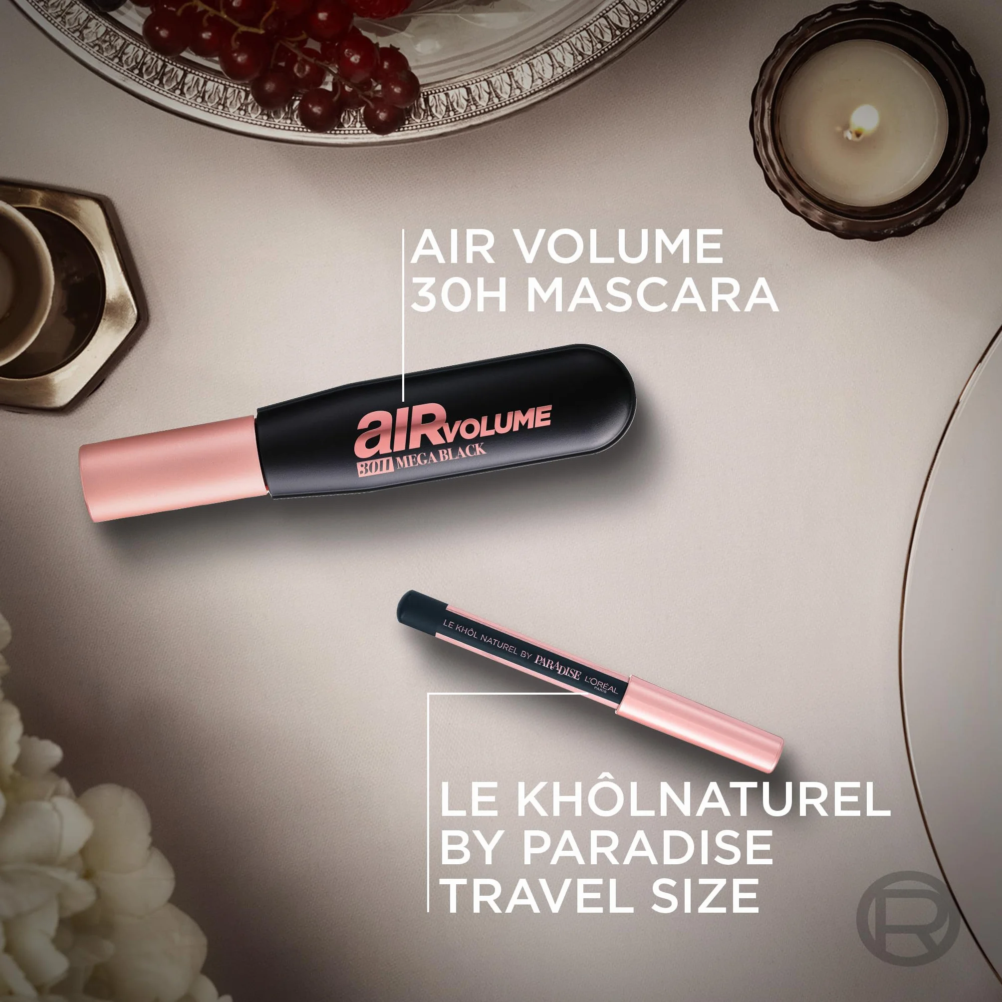L'Oréal Paris Pochette Regalo Make Up à La Carte con Mascara Volumizzante Air Volume 30H Extra-Nero e Mini-Matita Occhi, Per i Tuoi Look Festivi, Con Elegante Beauty Case in Vernice Nera