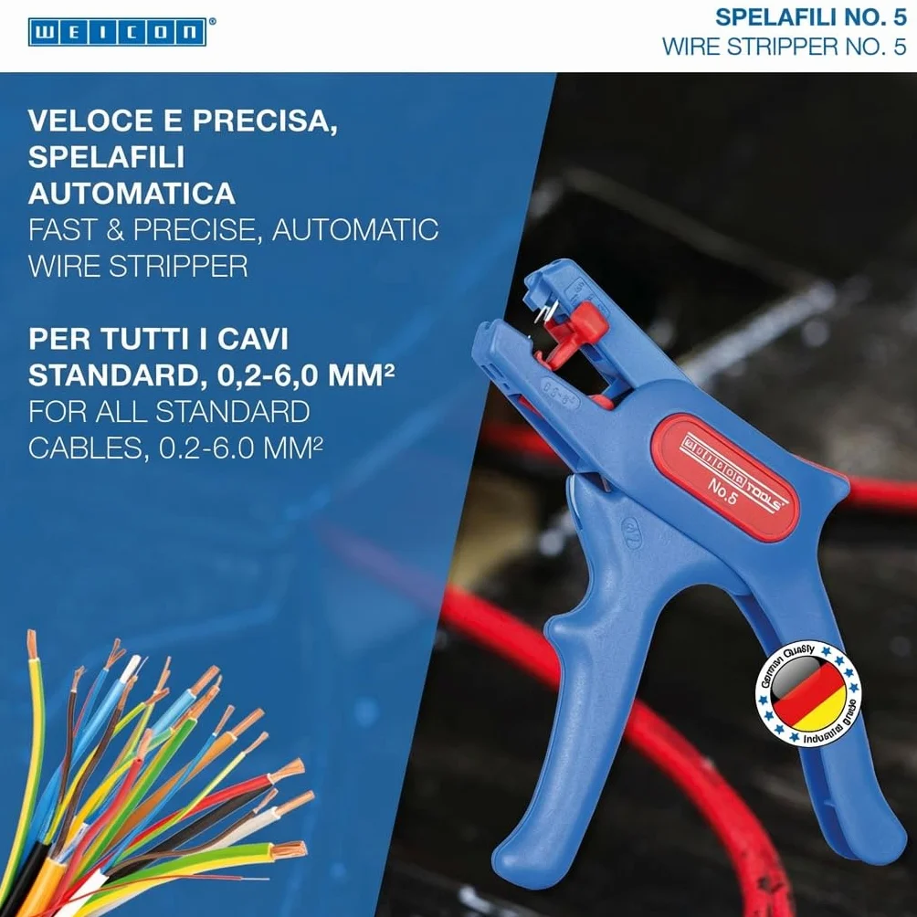 WEICON TOOLS Spelafili Automatico 0,2-6 mm² con Taglierina Laterale 2 mm