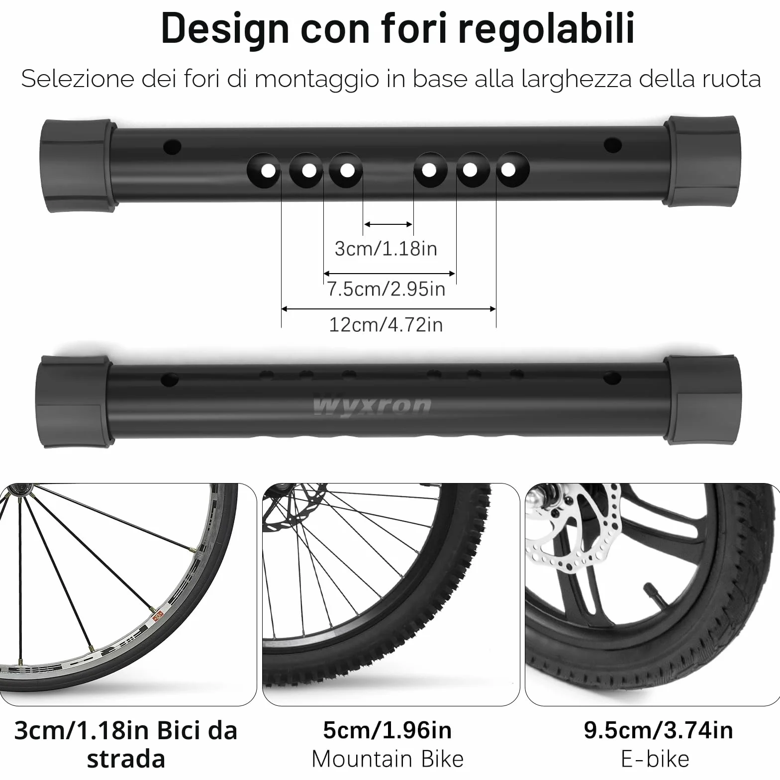 Rastrelliera Per Biciclette Wyxron Portabici Da Terra Acciaio Regolazione Distanza Montaggio Pavimento Parete
