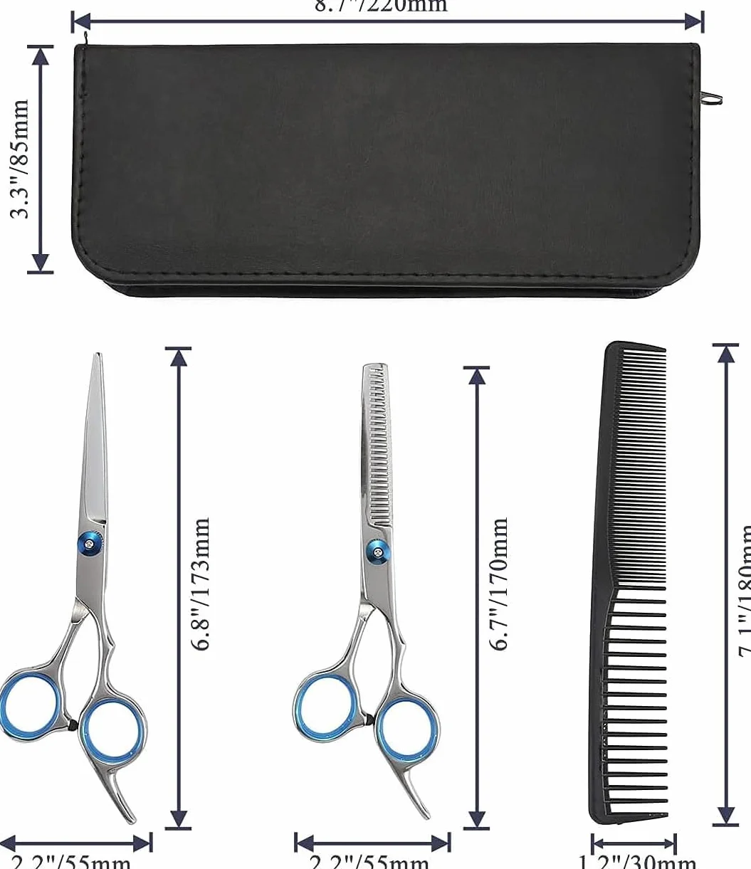 Friseurschere Profi 7 Pcs Haarschneideschere Set Haarschere Professionelle Friseur Set Rostfreie Bartschere Perfekter Effilierschere Linkshander Für Kinder Männer Frauen Haustiere Familie Friseursalon
