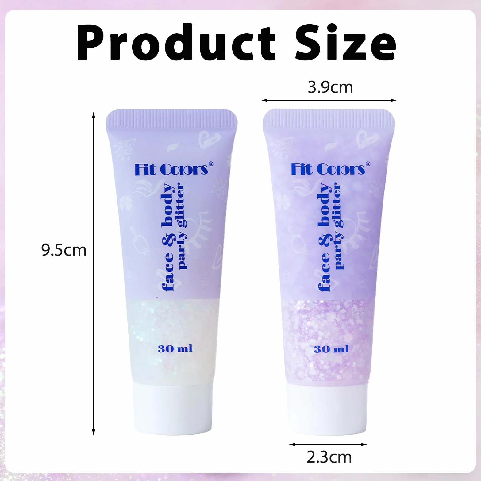 Glitter Gel Chunky 2x30ml Bianco & Rosa Argento. Gel Scintillante Viso, Corpo, Capelli a Lunga Tenuta per Festival, Feste, Carnevale.