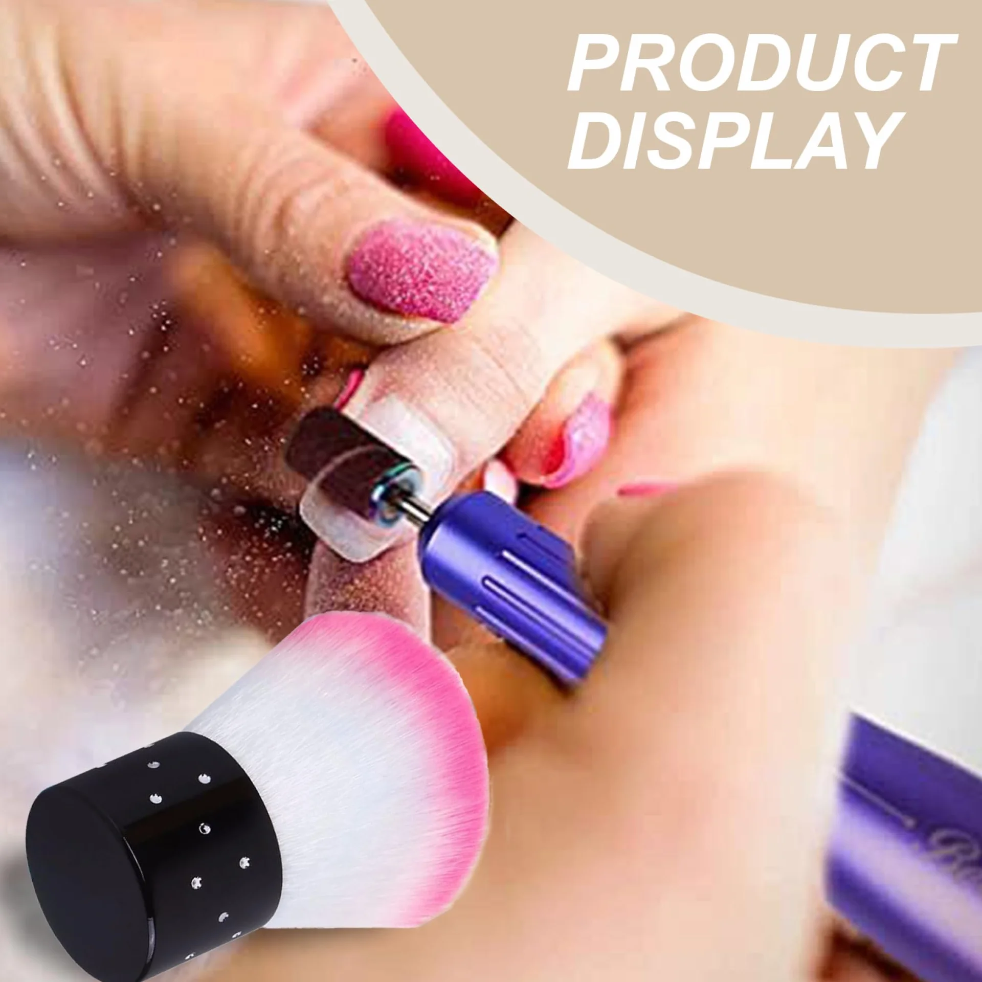 2 pennelli per polvere per unghie, testina per polvere fine morbida e confortevole per unghie, nail art da 1, 6x2, 5 pollici, spolverino facile da usare per spolverino per trucco da donna