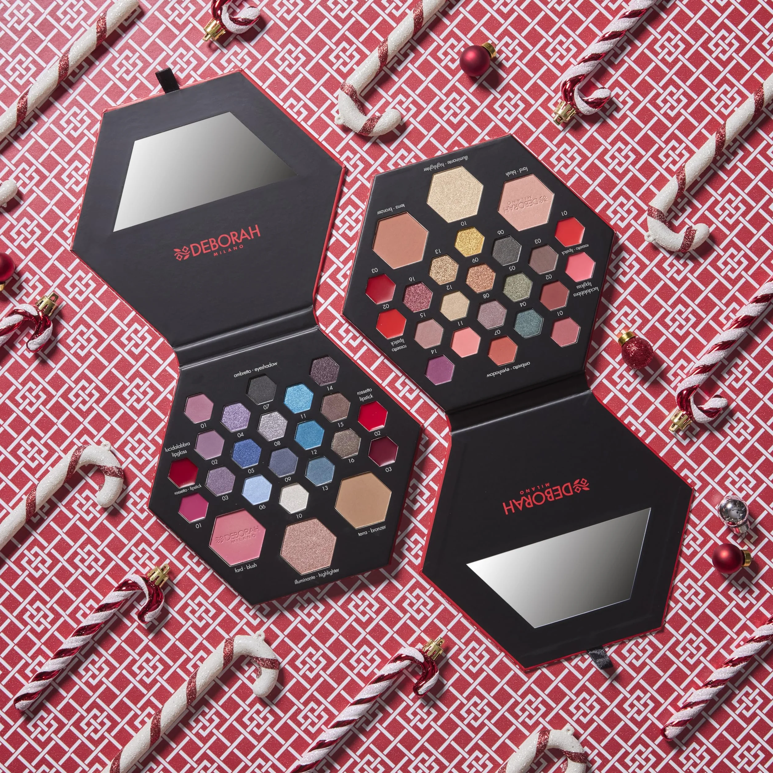 Deborah Milano - Trousse Set Regalo Donna Make Up Beauty Gift n.2 Small Toni Caldi, Include Palette di Ombretti, Gloss, Rossetti e Polveri Viso dai diversi Finish e Colori, in Carta FSC