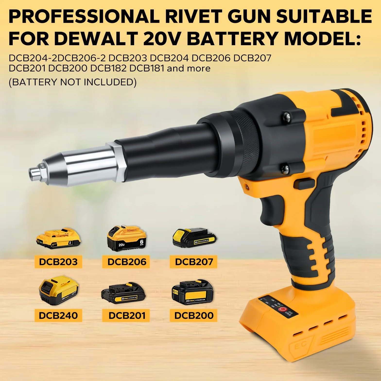 Pistola rivettatrice professionale per Dewalt 20 V per metallo, plastica, pelle