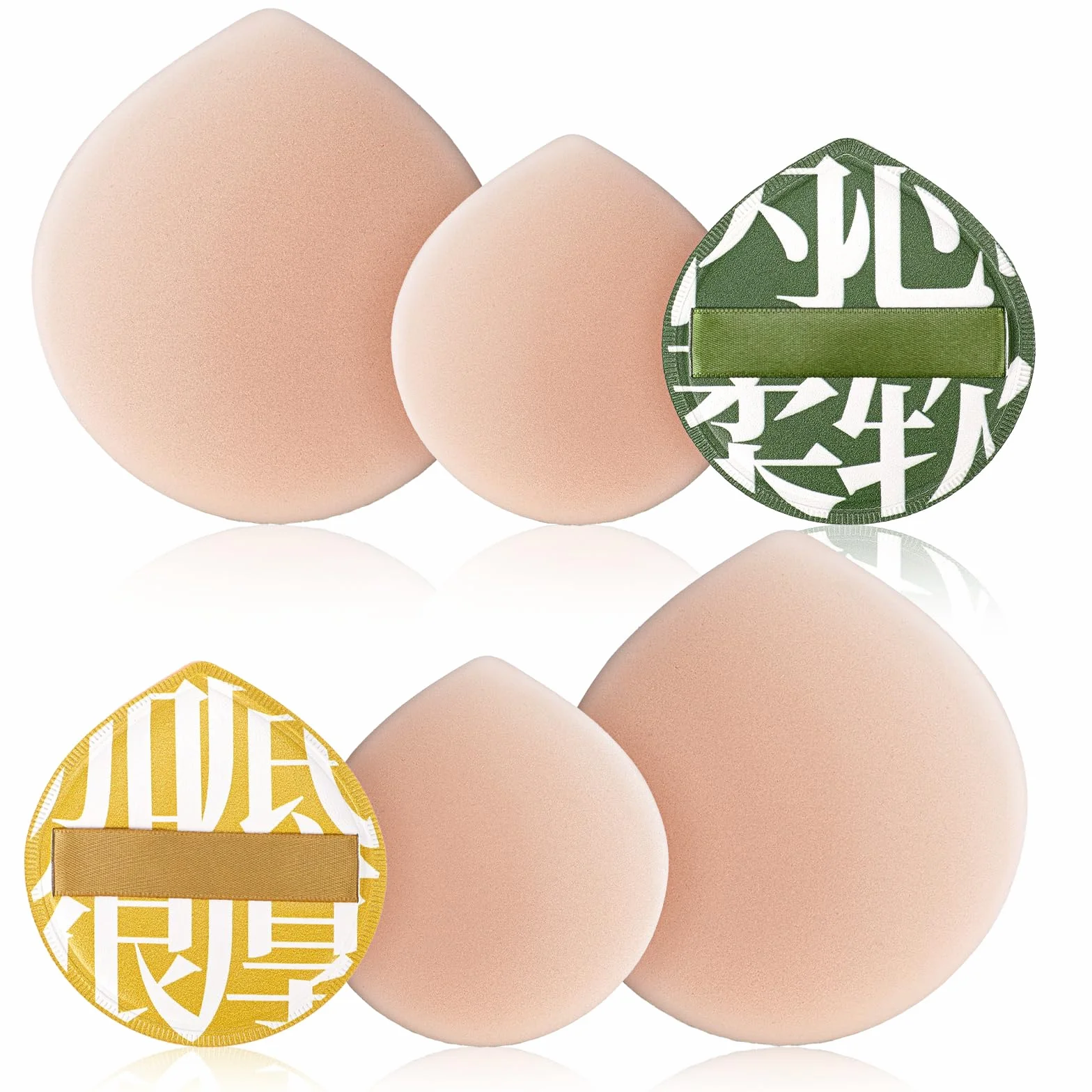 Spugnetta coreana per cipria, ultra morbida, per fondotinta, correttore, cipria, cipria, cipria, fondotinta, miscelatore, spugna per liquidi, crema e cipria (2 grandi, 2 piccoli)