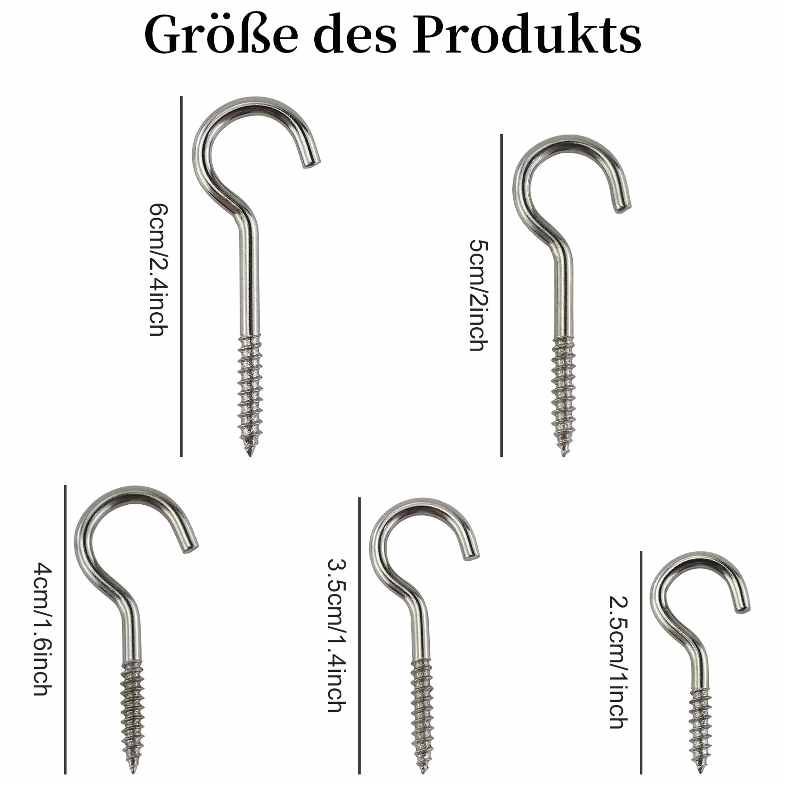 Ganci a vite in acciaio inox, gancio da soffitto, per appendere piante tazze da tè chiavi