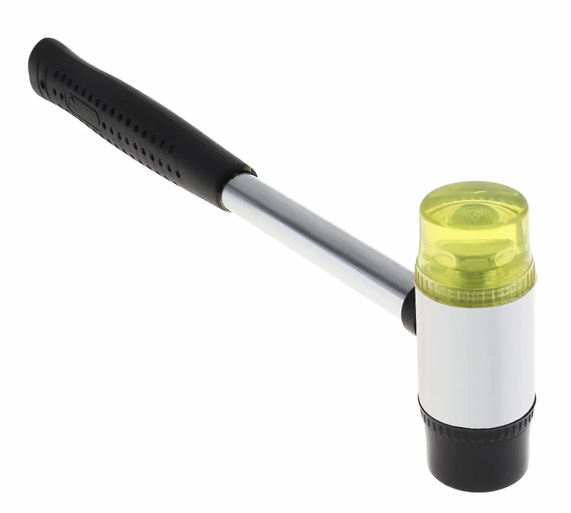 Martello Antirimbalzo Gomma Doppio Lavoro Nylon Testa Rotonda Impugnatura Antiscivolo 25mm