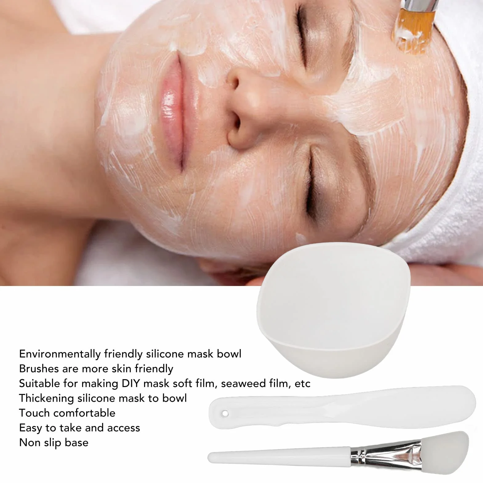 Set di Ciotole per Maschera per il Viso, Kit di Miscelazione per Maschera di Argilla Faite con Ciotola per Maschera in Silicone, Pennello per Maschera e Spatola per il Salone