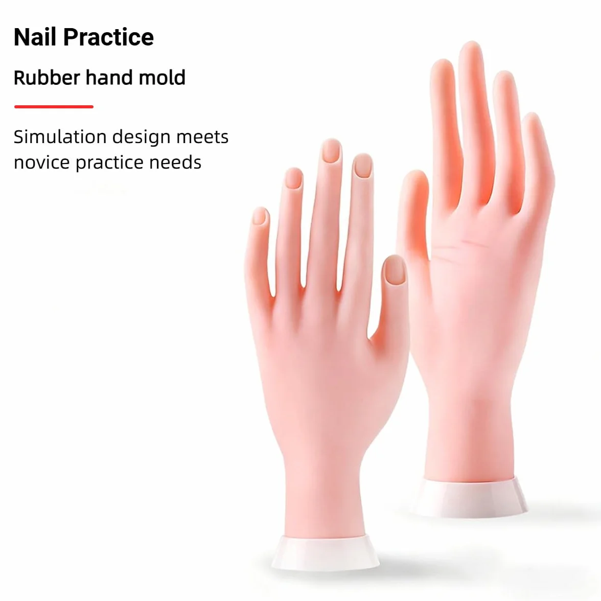 Manicure Practice Hands,Art Manicure Dito Formazione,Modello Flessibile per Nail,Mano Finta con Unghie,Mano per Pratica per un Corso Introduttivo Sulla Nail Art Finta,Movable,23x8.5cm