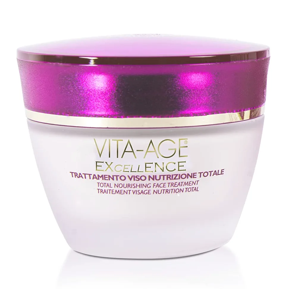 Bottega di LungaVita TRATTAMENTO VISO NUTRIZIONE TOTALE VITA-AGE EXCELLENCE - Crema viso giorno e notte dall’azione anti-age nutriente, ridensificante. Con Collagene, cellule staminali da gardenia e resveratrolo - Nutre e rinforza la barriera cutanea, dim