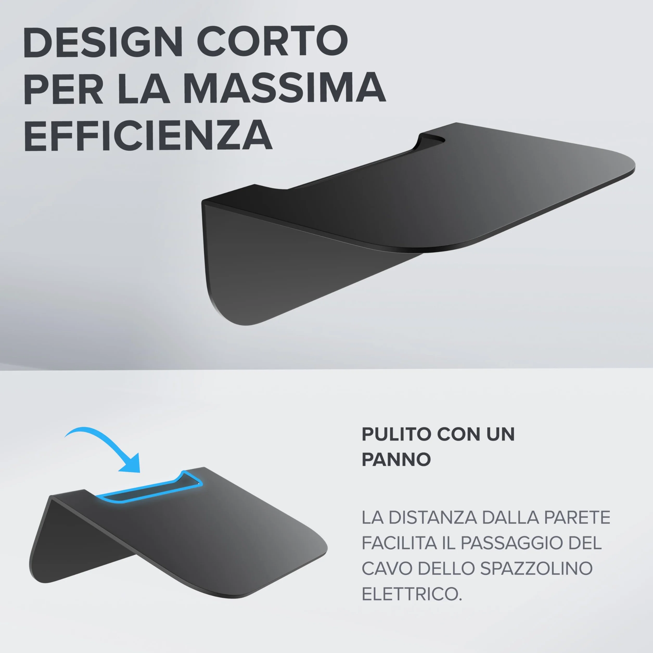 Mensola da bagno in acciaio inox nero opaco senza foratura Ovimar Gimsoya