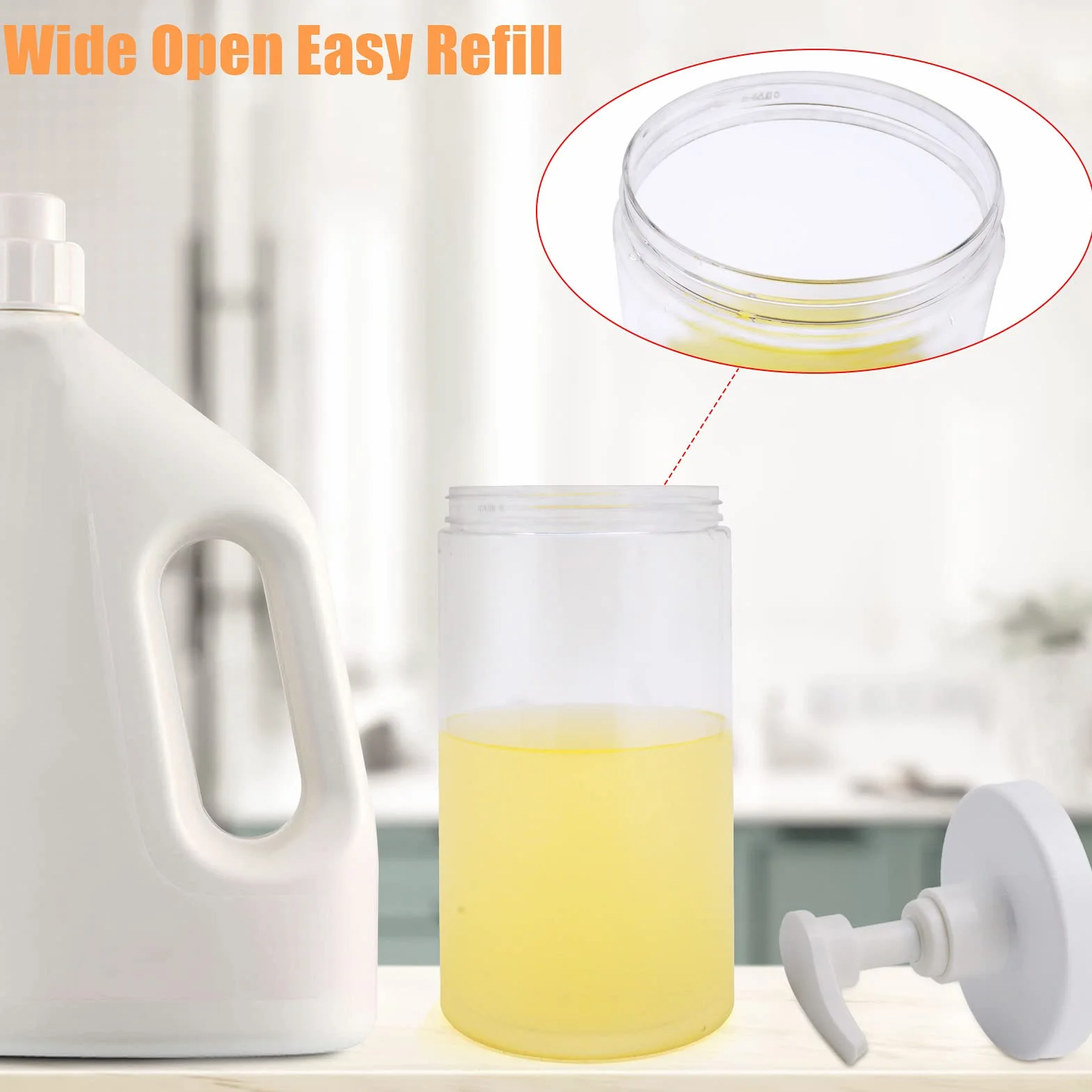 Cosywell Bottiglie in plastica ricaricabili con pompa, a bocca larga, stile vasetto, senza BPA, per lozioni, shampoo, balsamo, colore bianco, 3 x 1000 ml