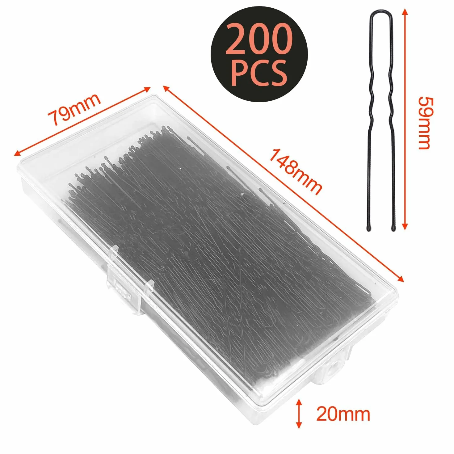 Uootach 200 Pezzi Forcine per Capelli, 6 cm Forma di U Fermagli per Capelli da donna, fermaglio per capelli ondulato fermaglio per capelli invisibile, Adatto a forcina per ragazze, parrucchiere