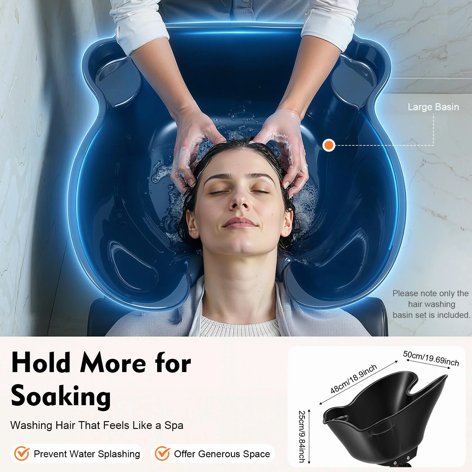 Lavabo portatile da parrucchiere, lavandino portatile per parrucchieri lavaggio dei capelli a letto Design ergonomico