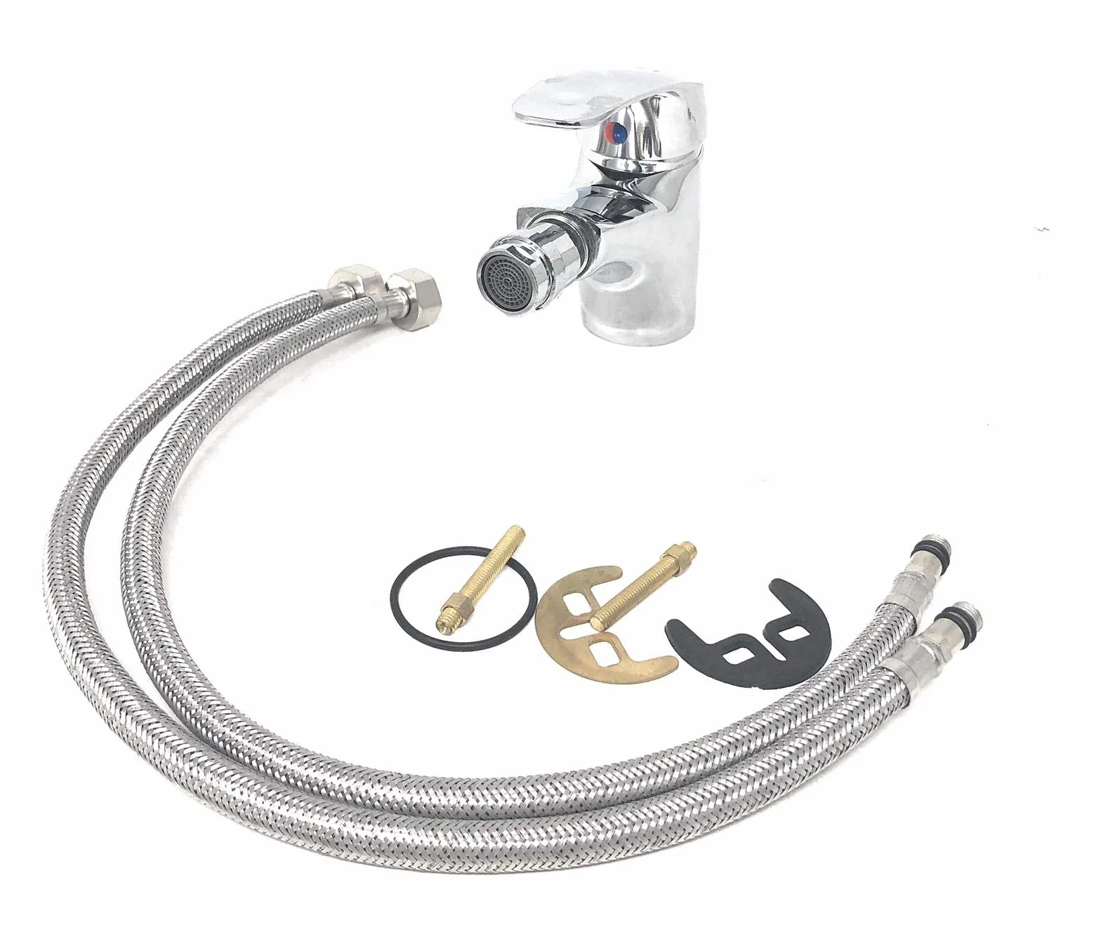 Rubinetto Miscelatore con Flessibili in Ottone per Bidet Lavabo